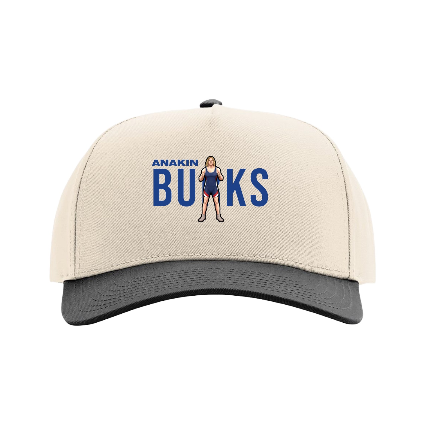 Full Fabric Five-Panel Champ Cap — Player Name in Cream/Black