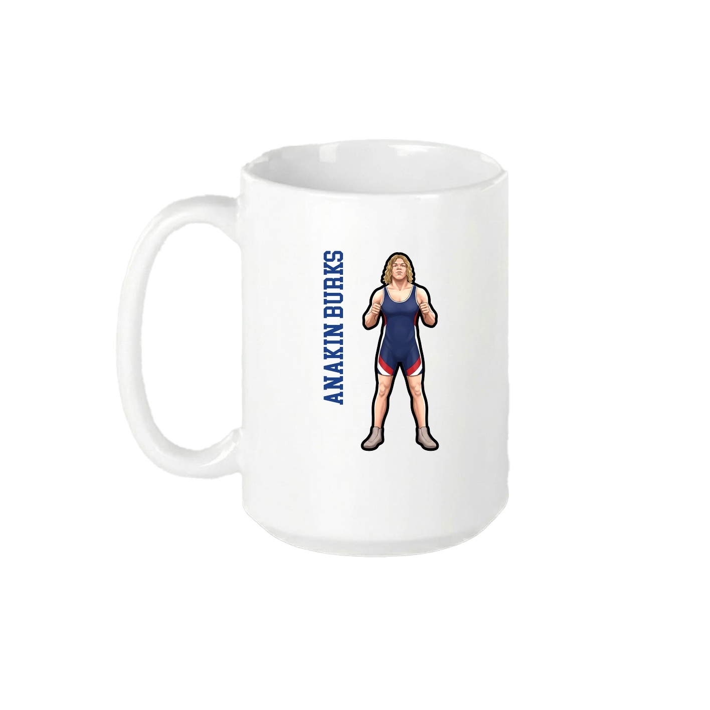 15oz Coffee Mug — Name Vertical in White