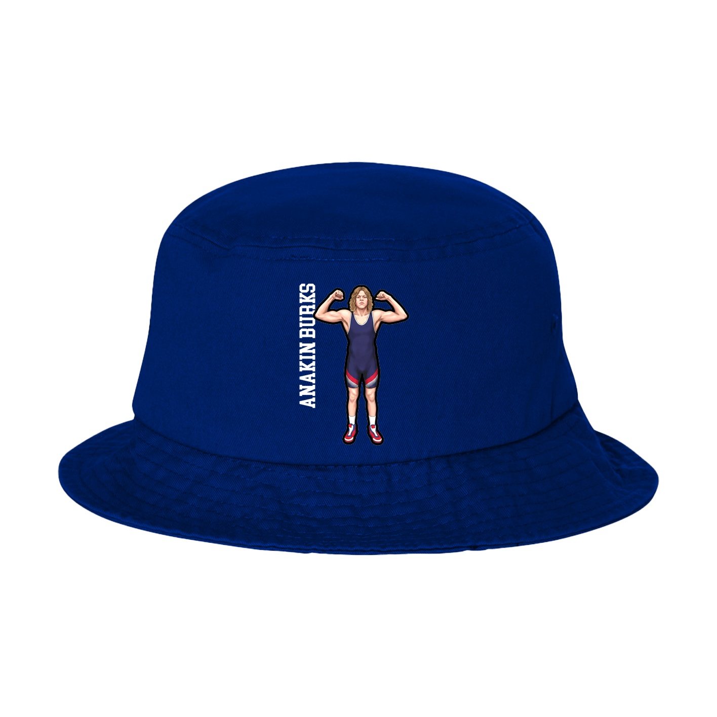 Bucket Cap — Name Vertical in Royal Blue