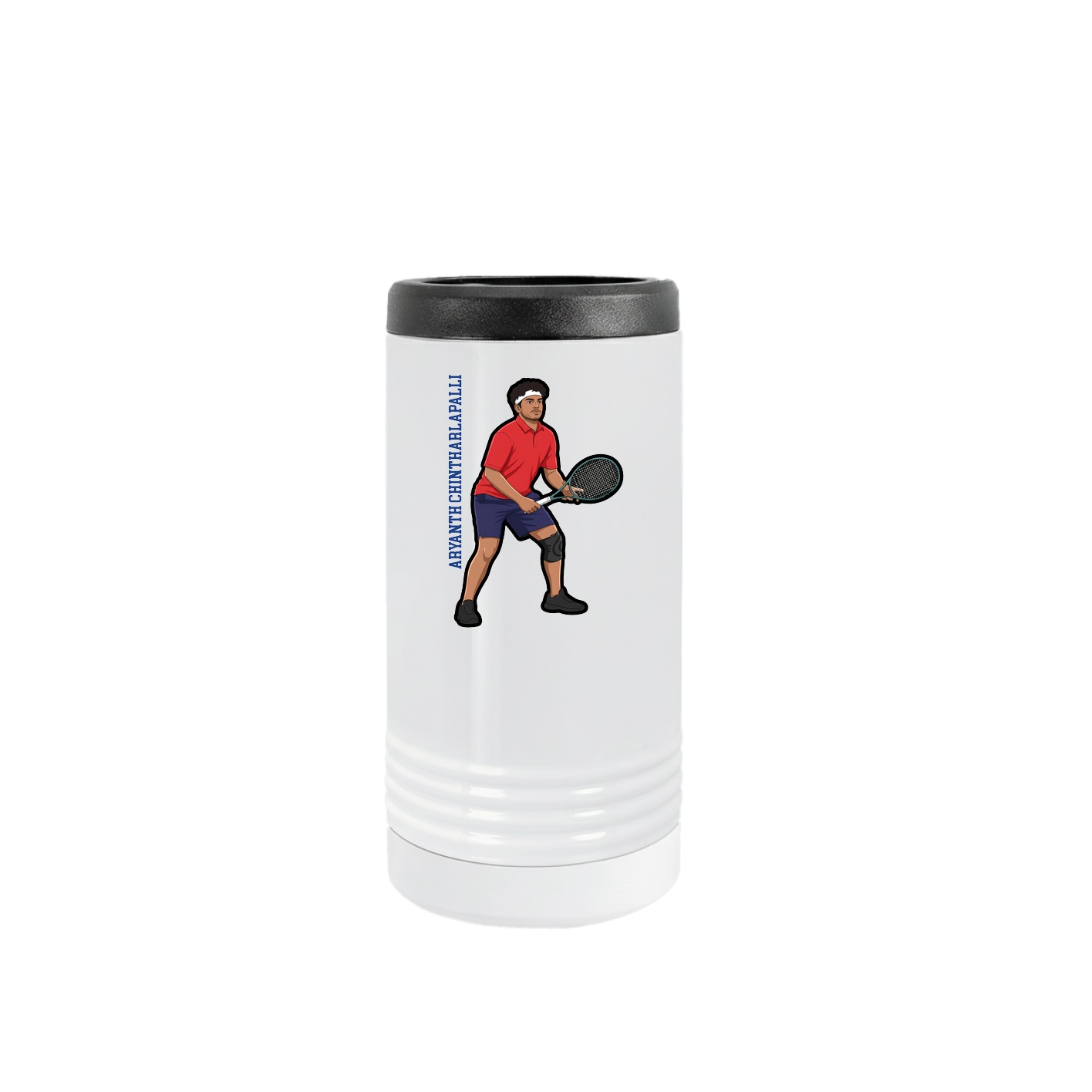 Slim Beverage Holder — Name Vertical in White