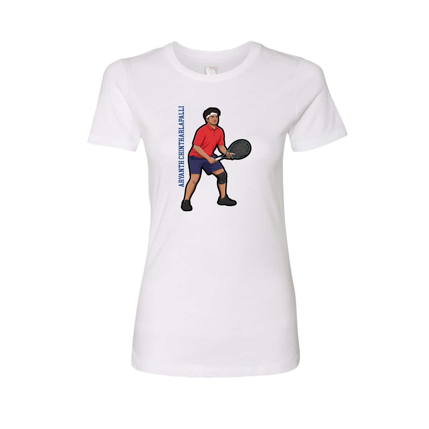 Fitted Women's Tee — Name Vertical in White