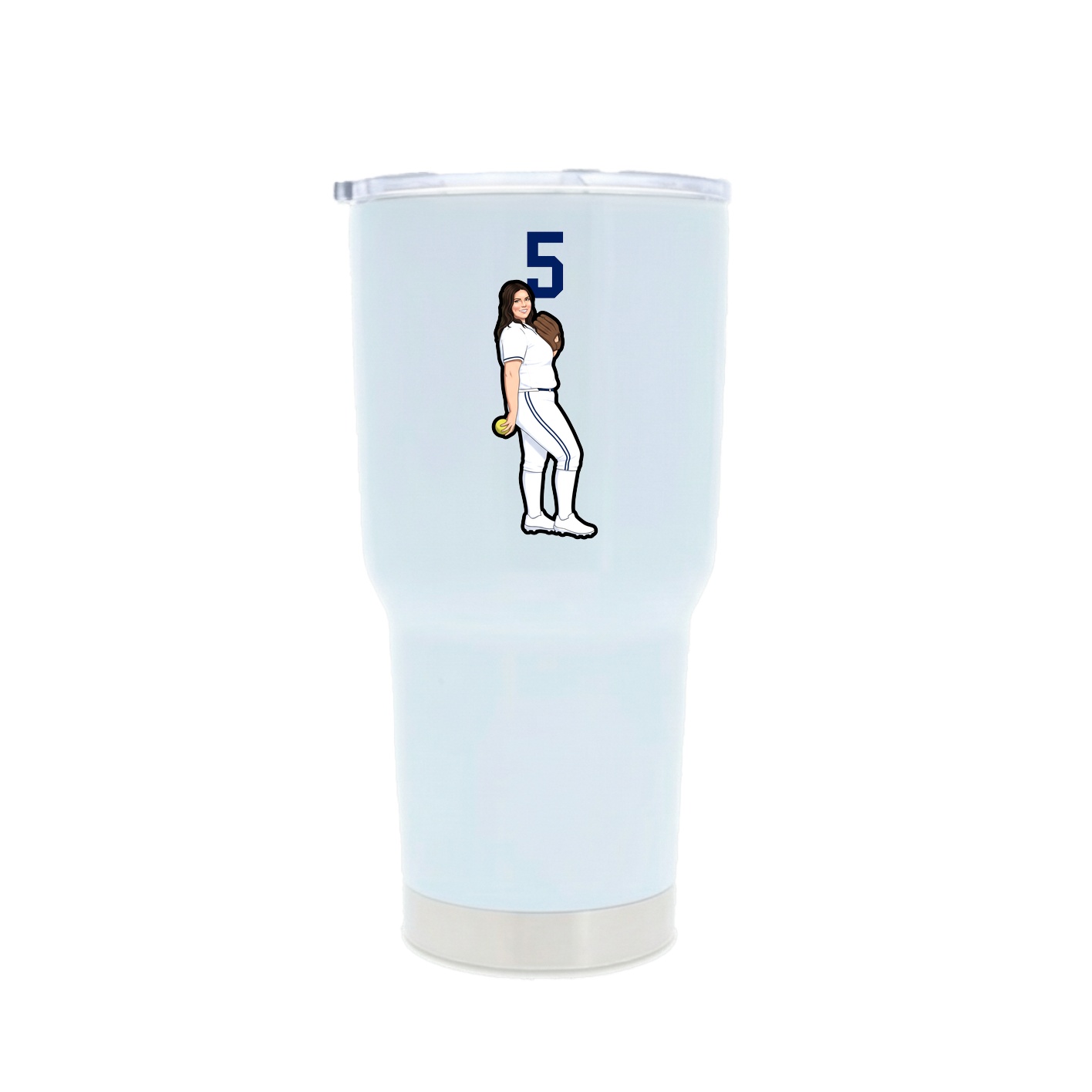 30oz Stainless Steel Tumbler — Number Top in White