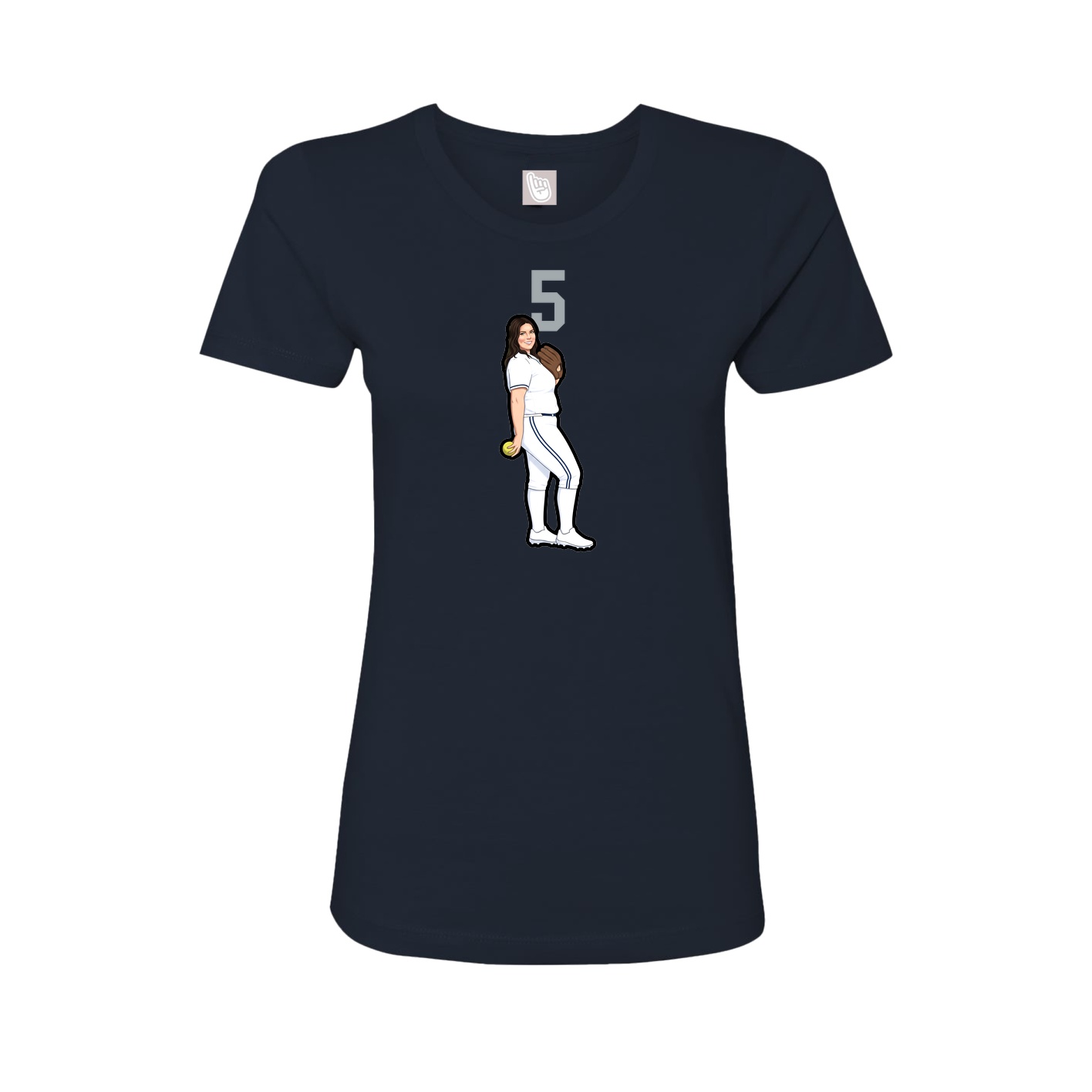 Fitted Women's Tee — Number Top in Navy