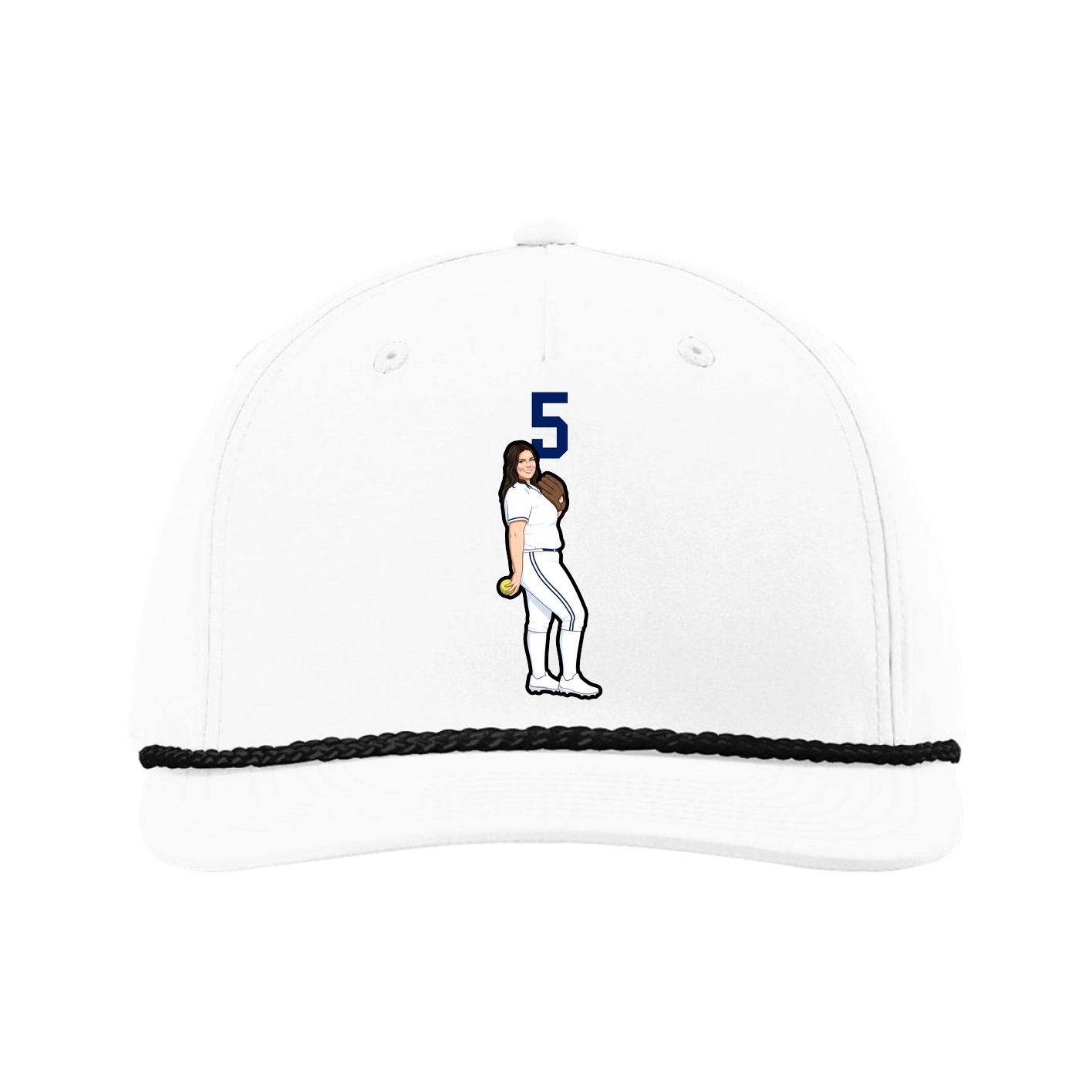 Five-Panel Classic Rope Cap — Number Top in White