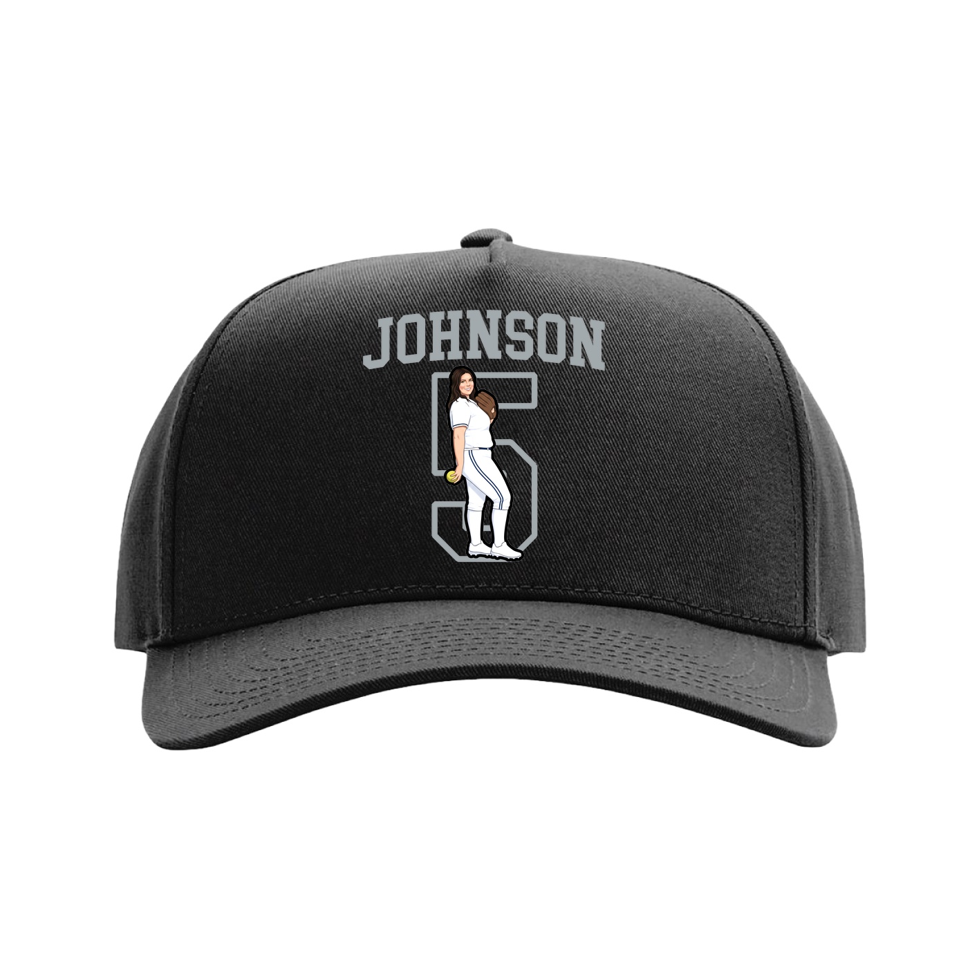 Full Fabric Five-Panel Champ Cap — Shirsey in Black