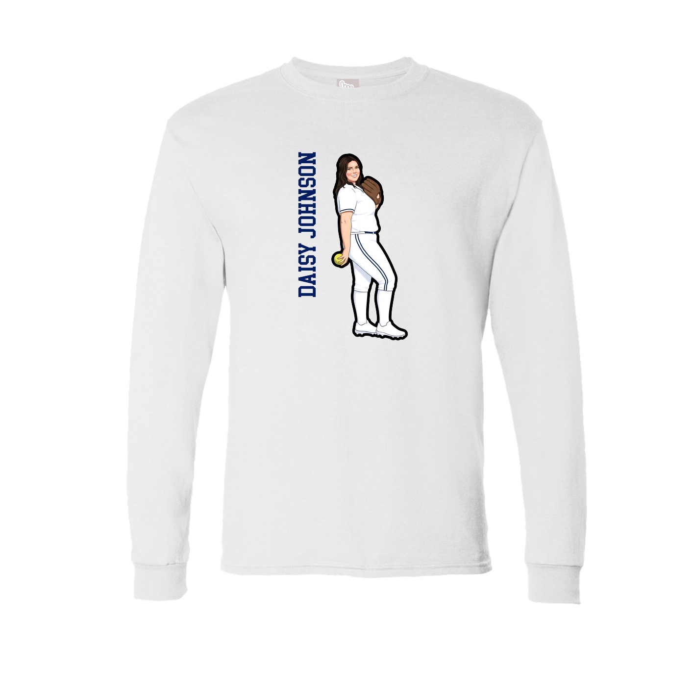 Long Sleeve Tee — Name Vertical in White