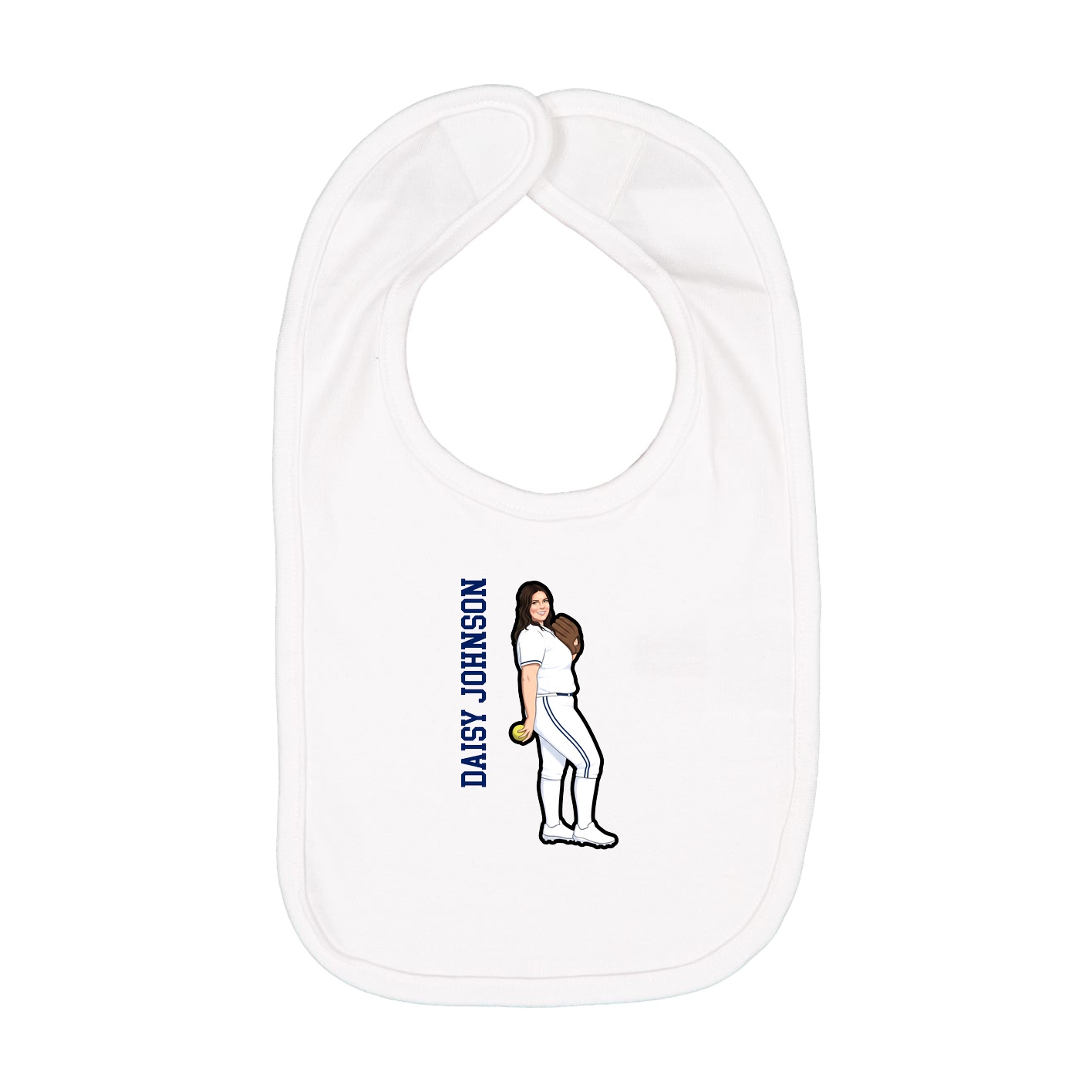 Infant Bib — Name Vertical in White