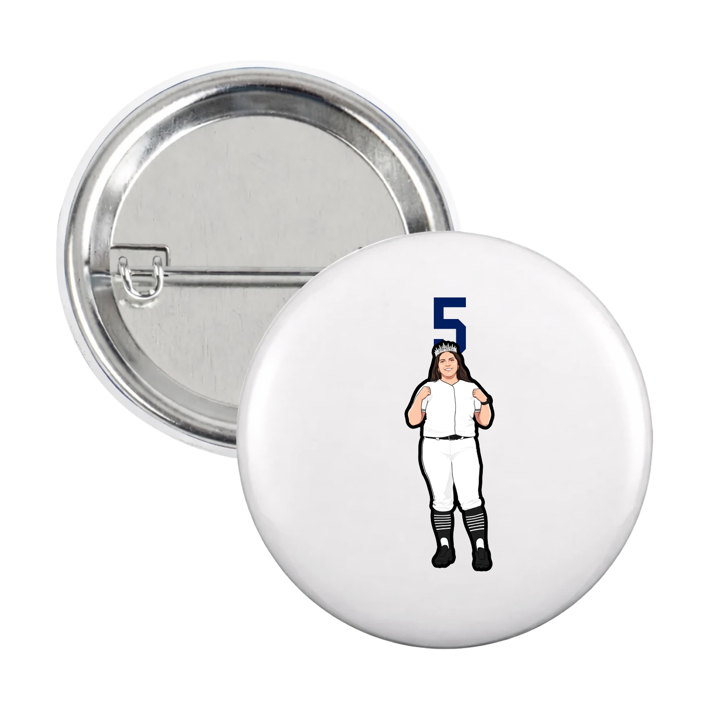 Game Day Button — Number Top in White