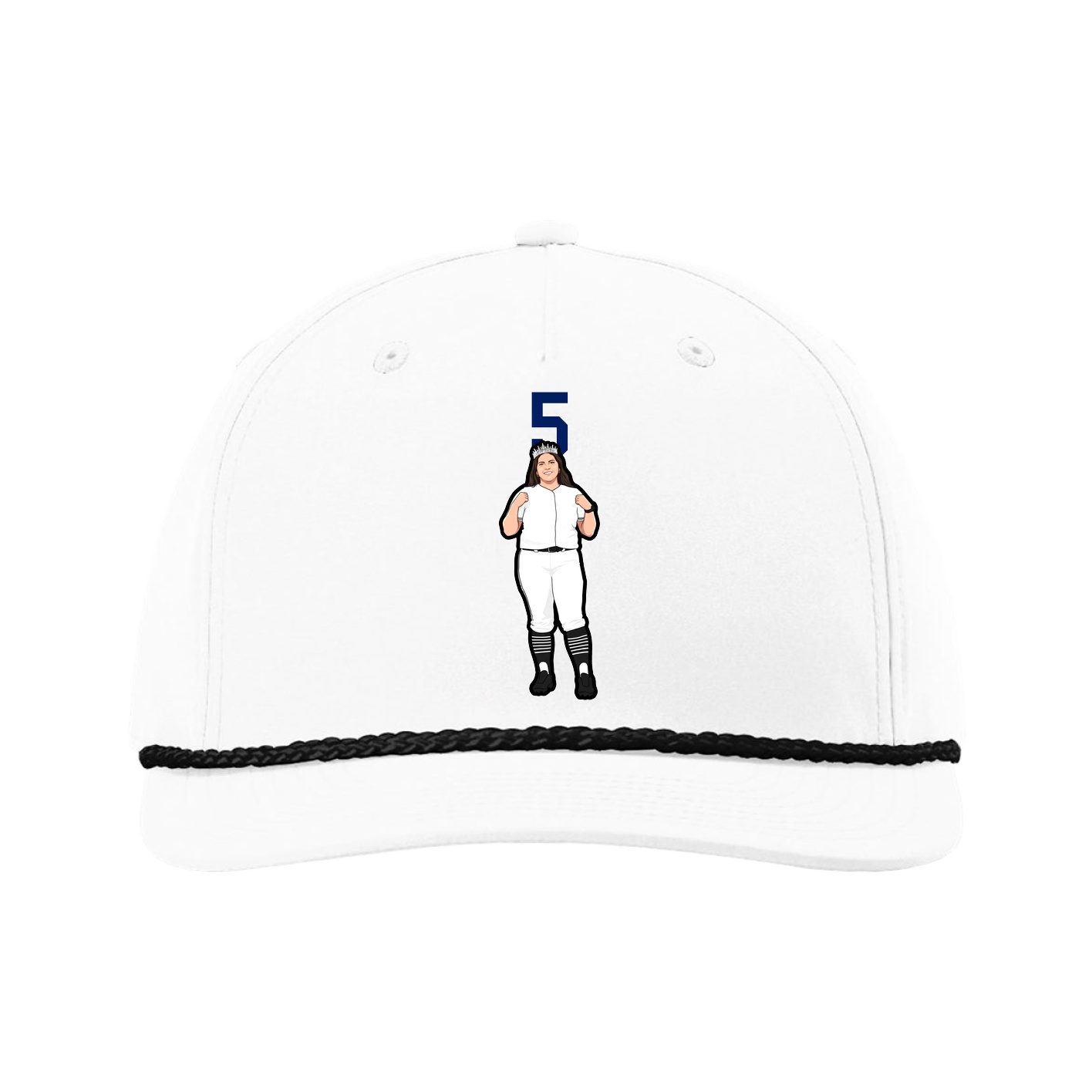 Five-Panel Classic Rope Cap — Number Top in White
