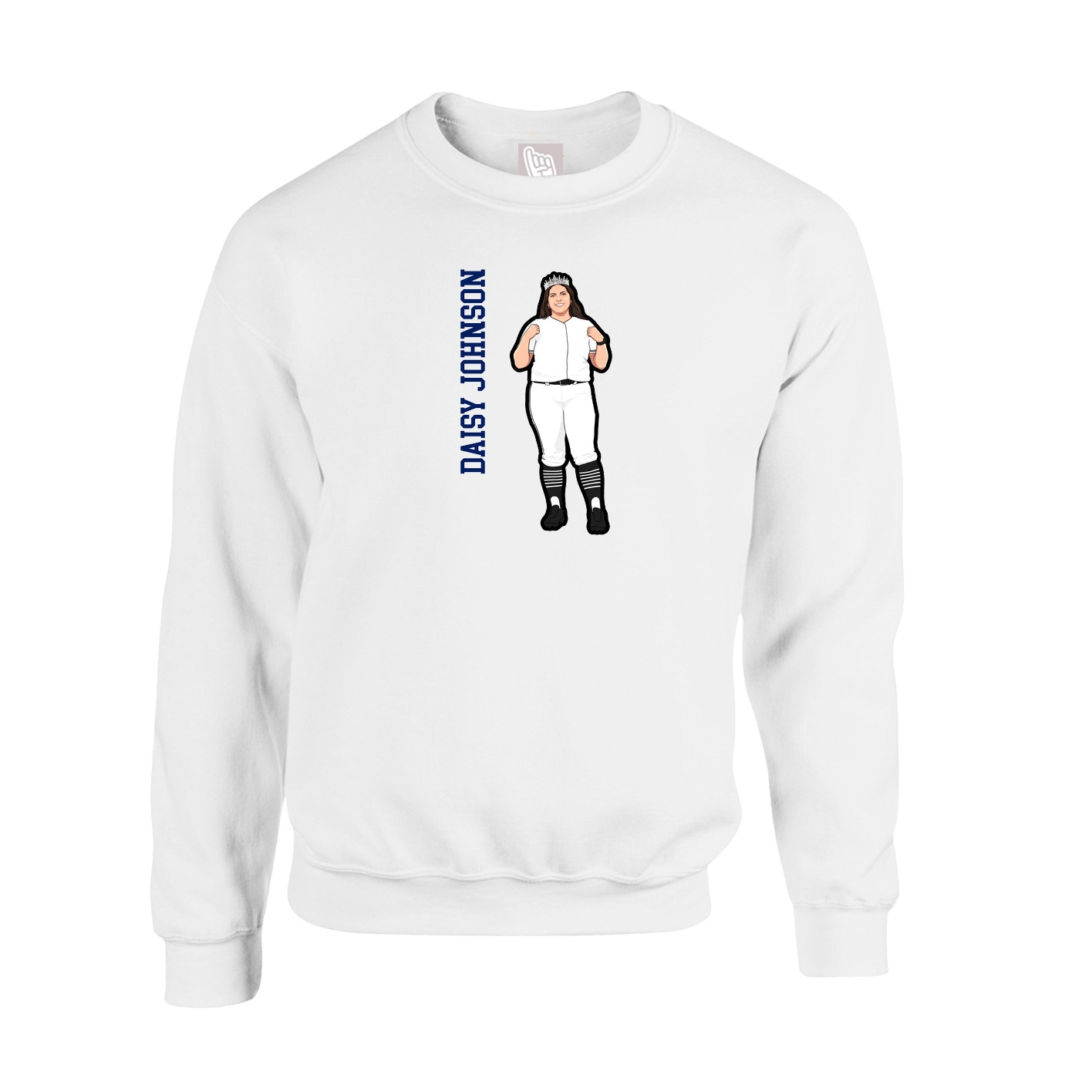 Fleece Crew — Name Vertical in White