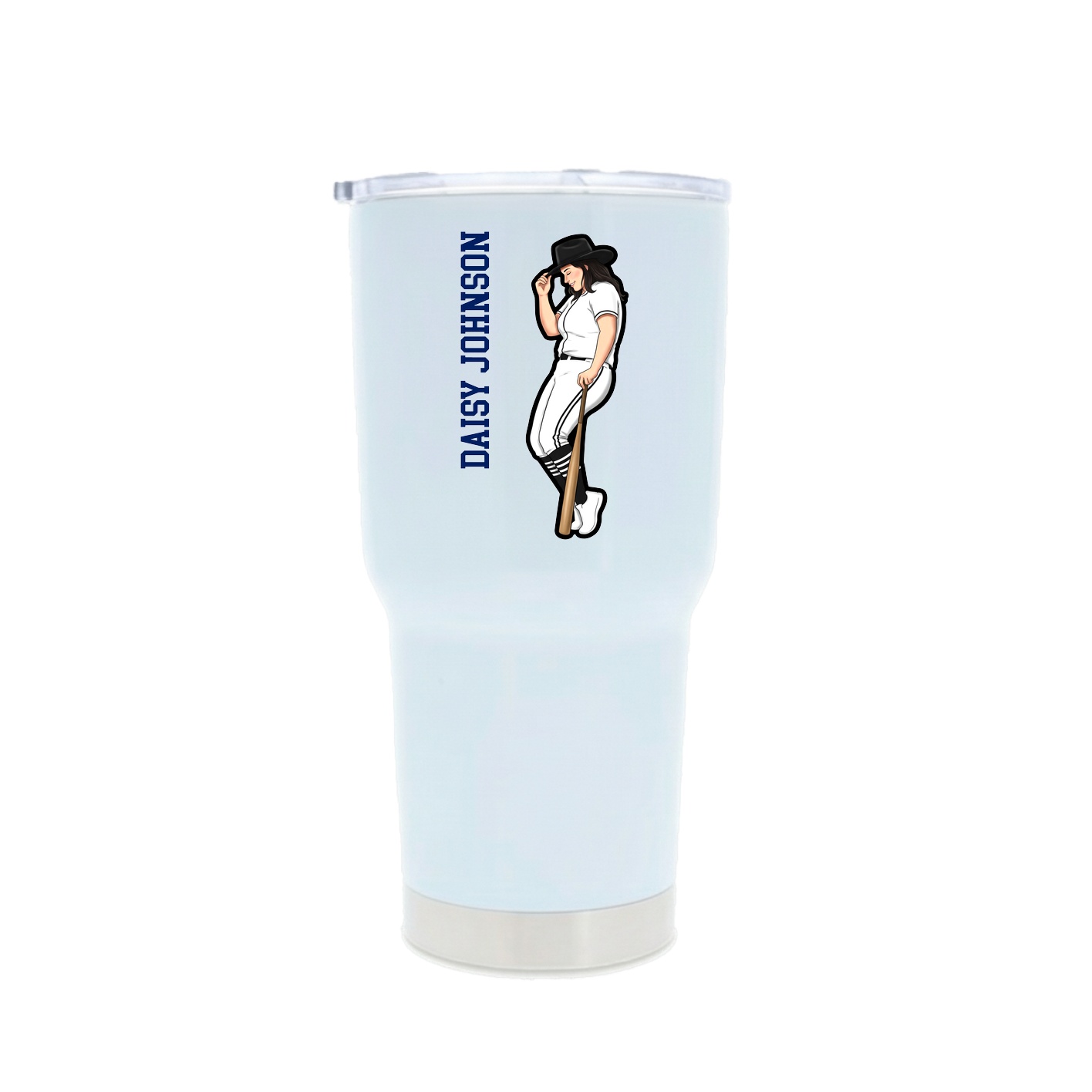 30oz Stainless Steel Tumbler — Name Vertical in White