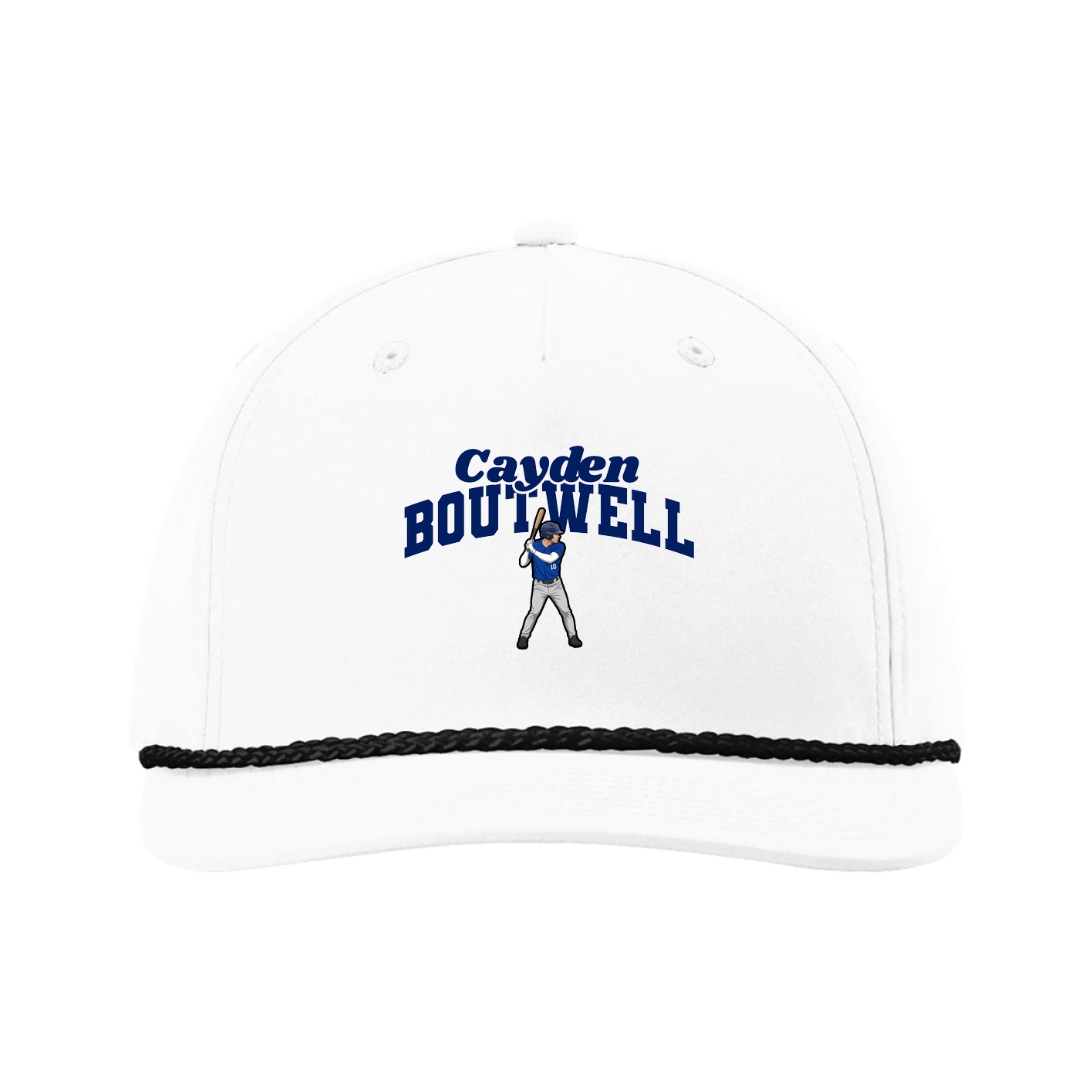 Five-Panel Classic Rope Cap — Signature Arch in White