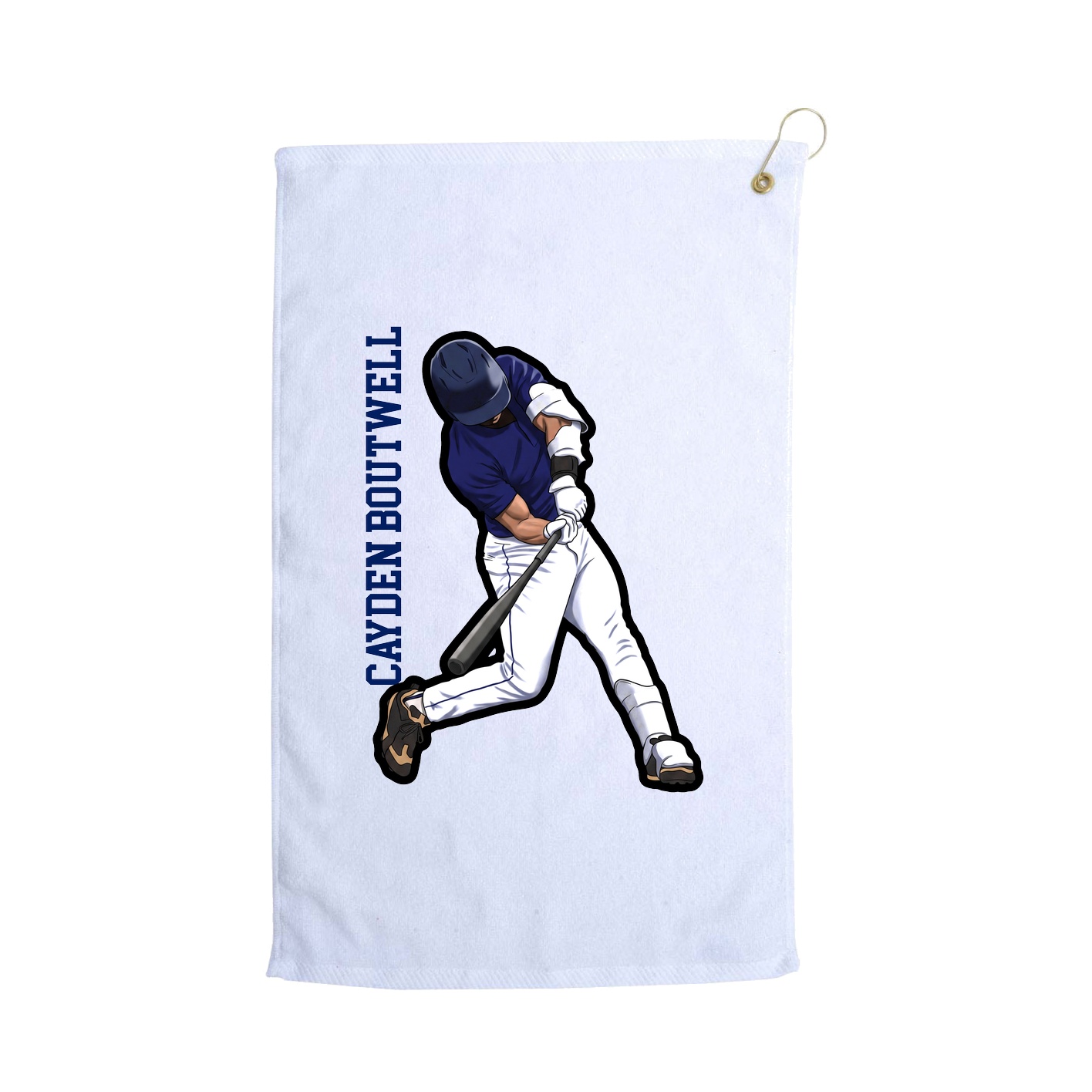 Golf Towel — Name Vertical in White
