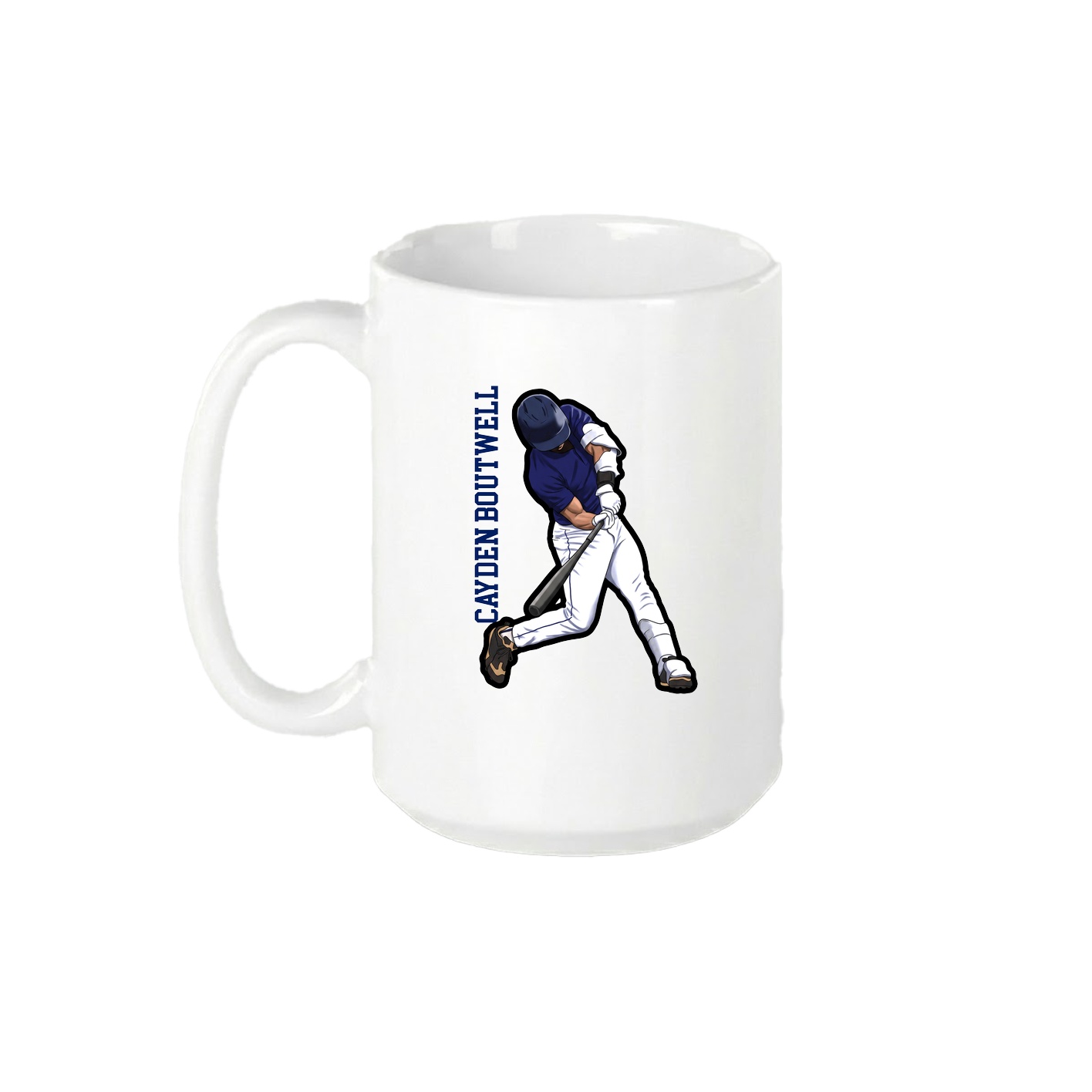 15oz Coffee Mug — Name Vertical in White
