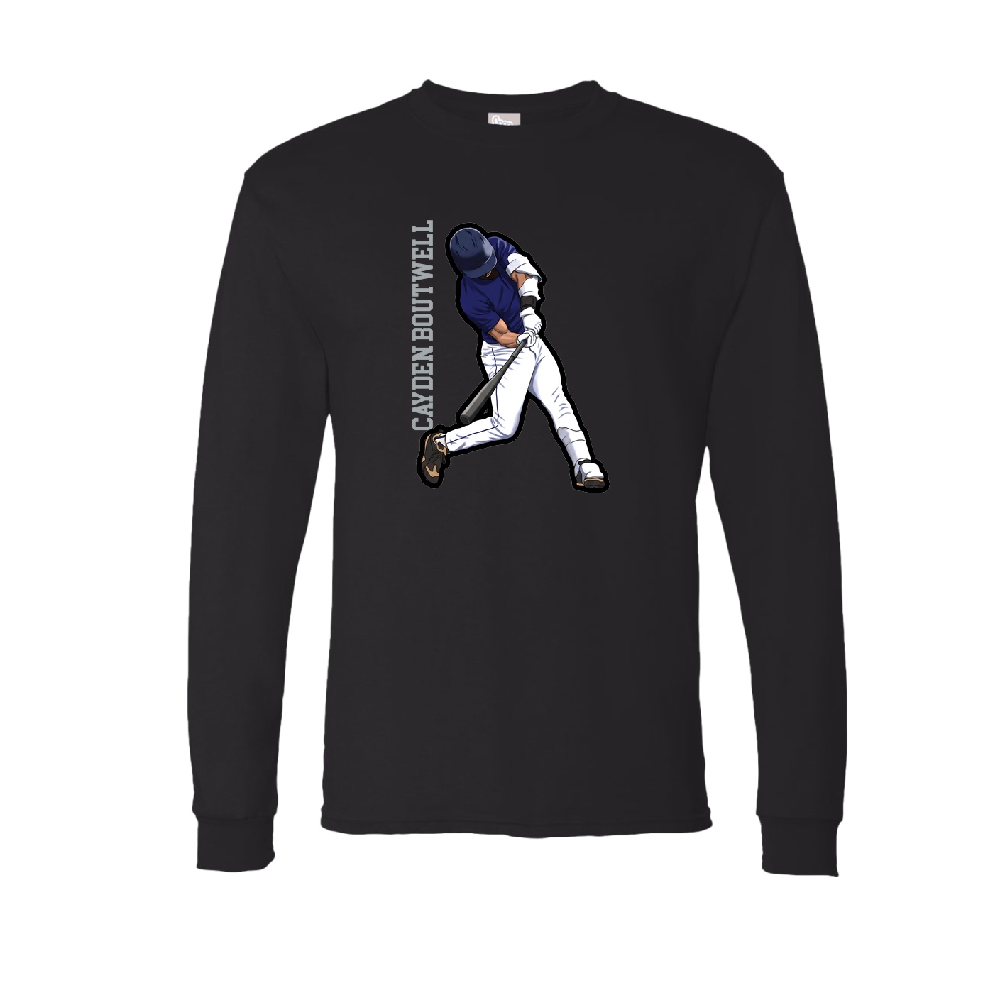 Long Sleeve Tee — Name Vertical in Black