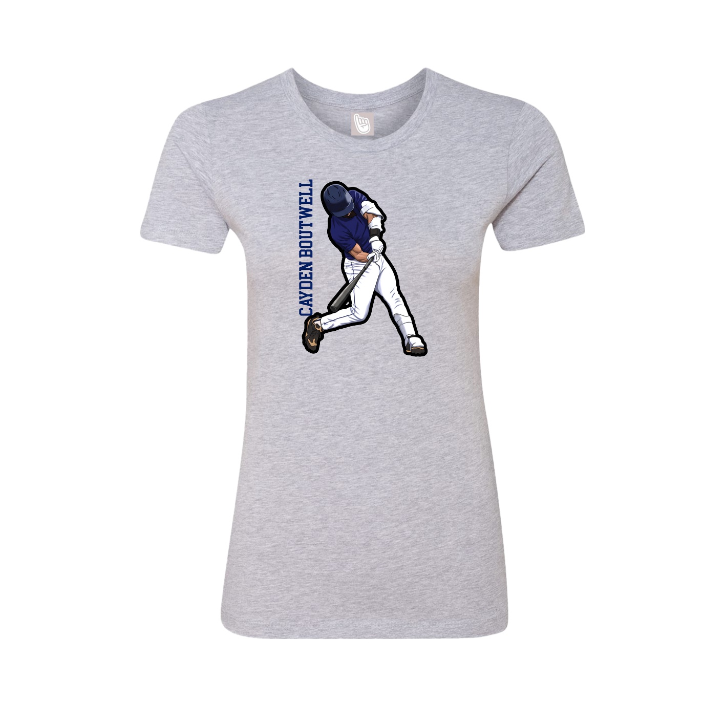 Fitted Women's Tee — Name Vertical in Grey