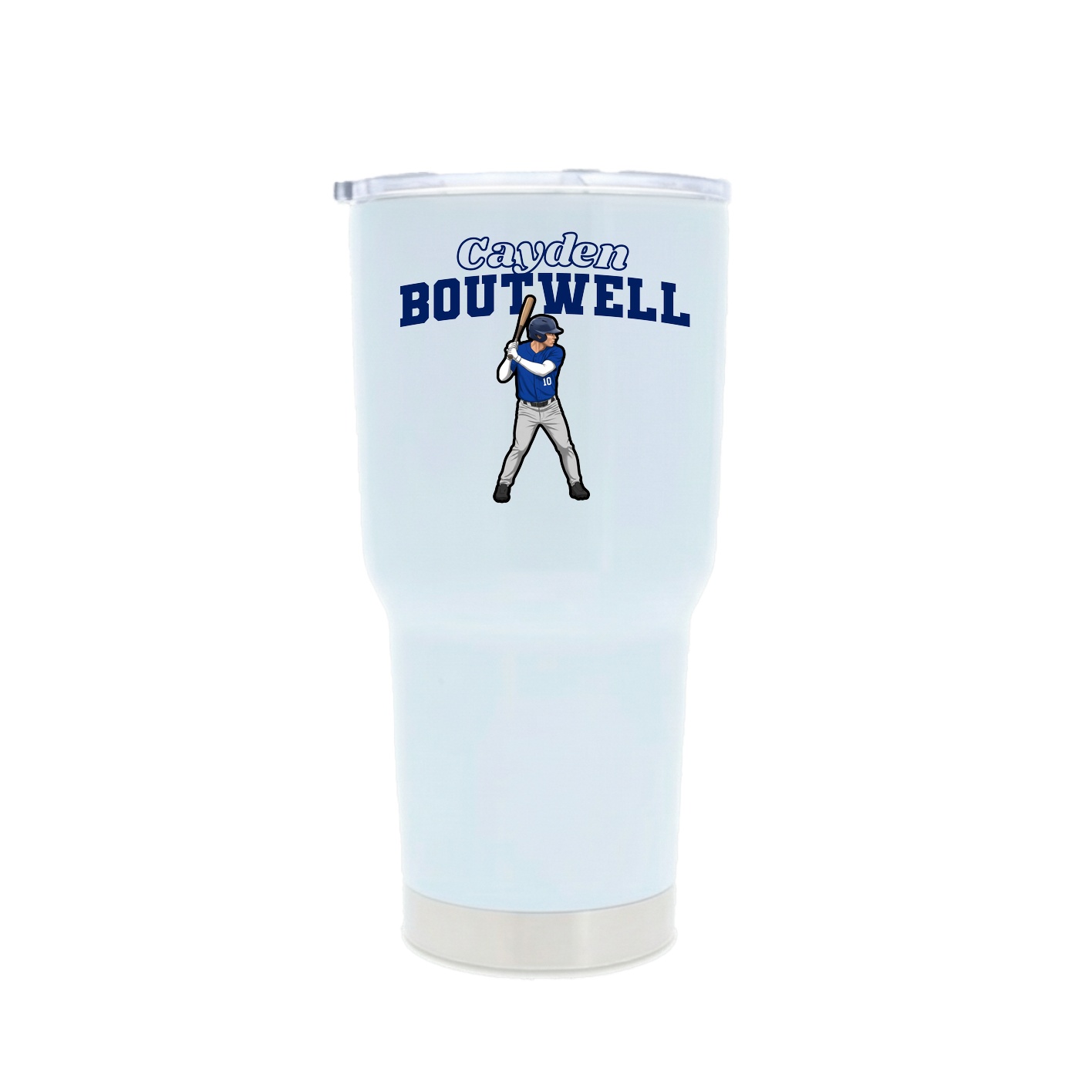 30oz Stainless Steel Tumbler — Name Arch in White