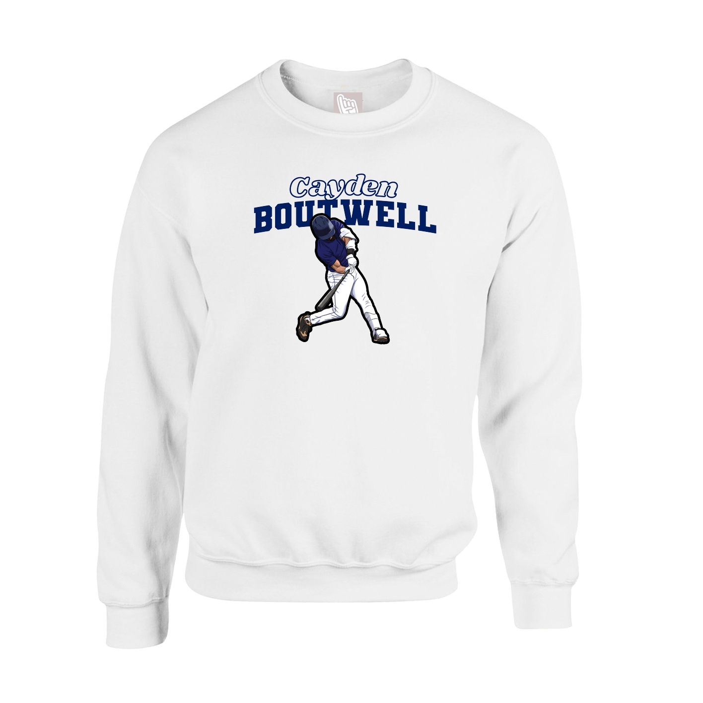 Fleece Crew — Name Arch in White