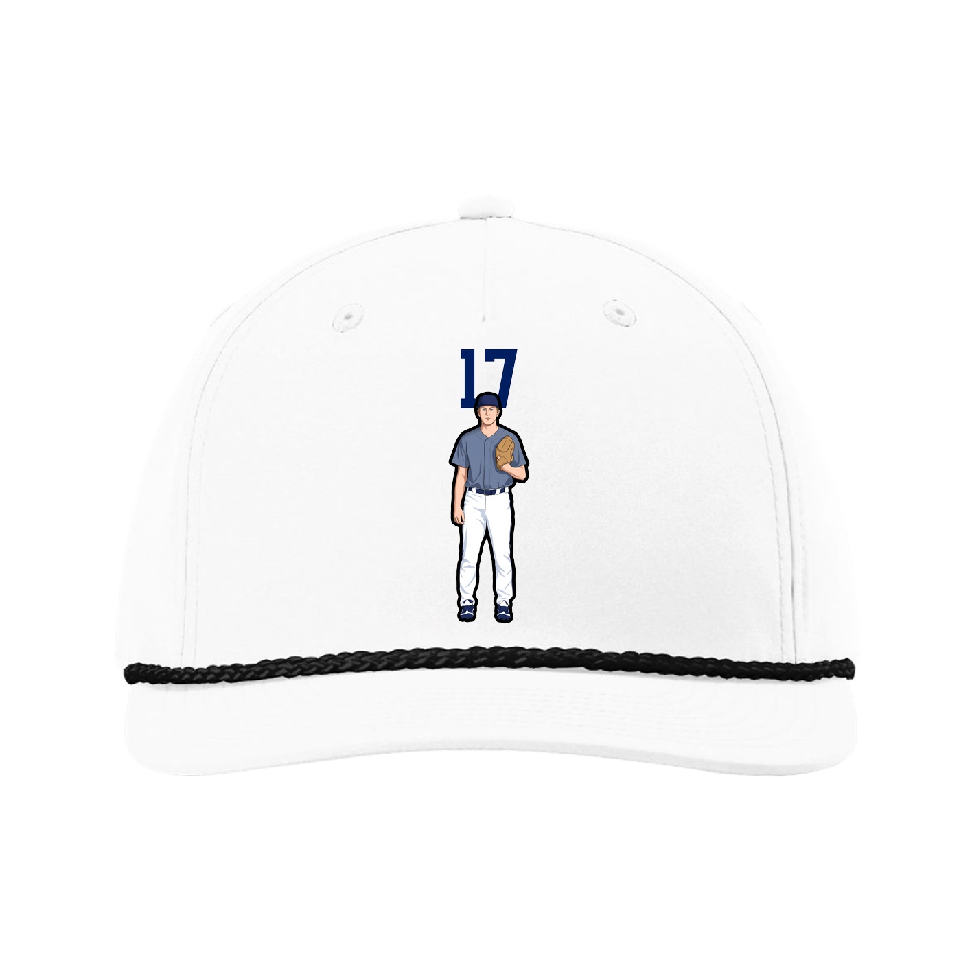 Five-Panel Classic Rope Cap — Number Top in White