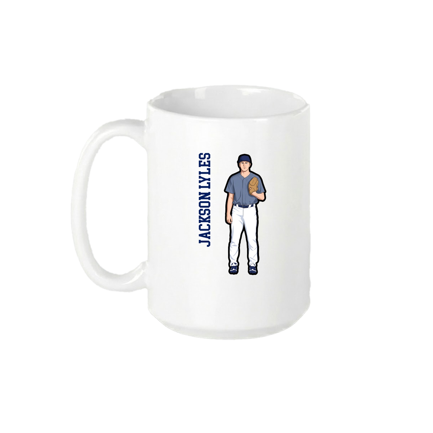 15oz Coffee Mug — Name Vertical in White