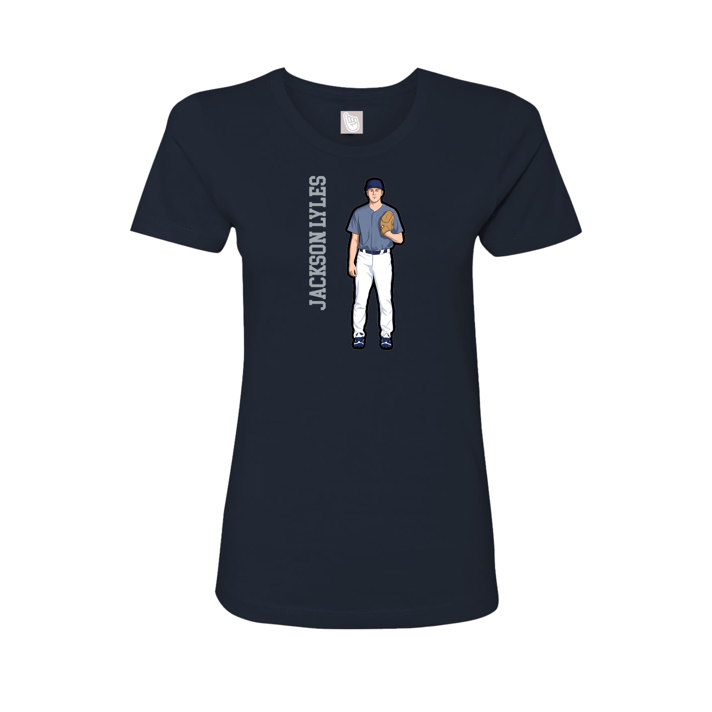 Fitted Women's Tee — Name Vertical in Navy