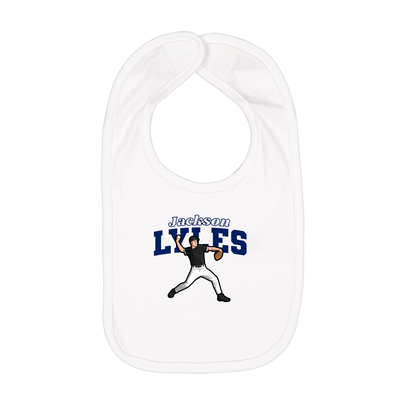 Infant Bib — Name Arch in White
