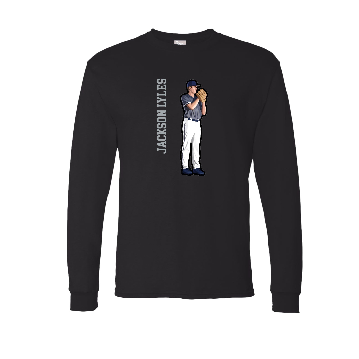 Long Sleeve Tee — Name Vertical in Black