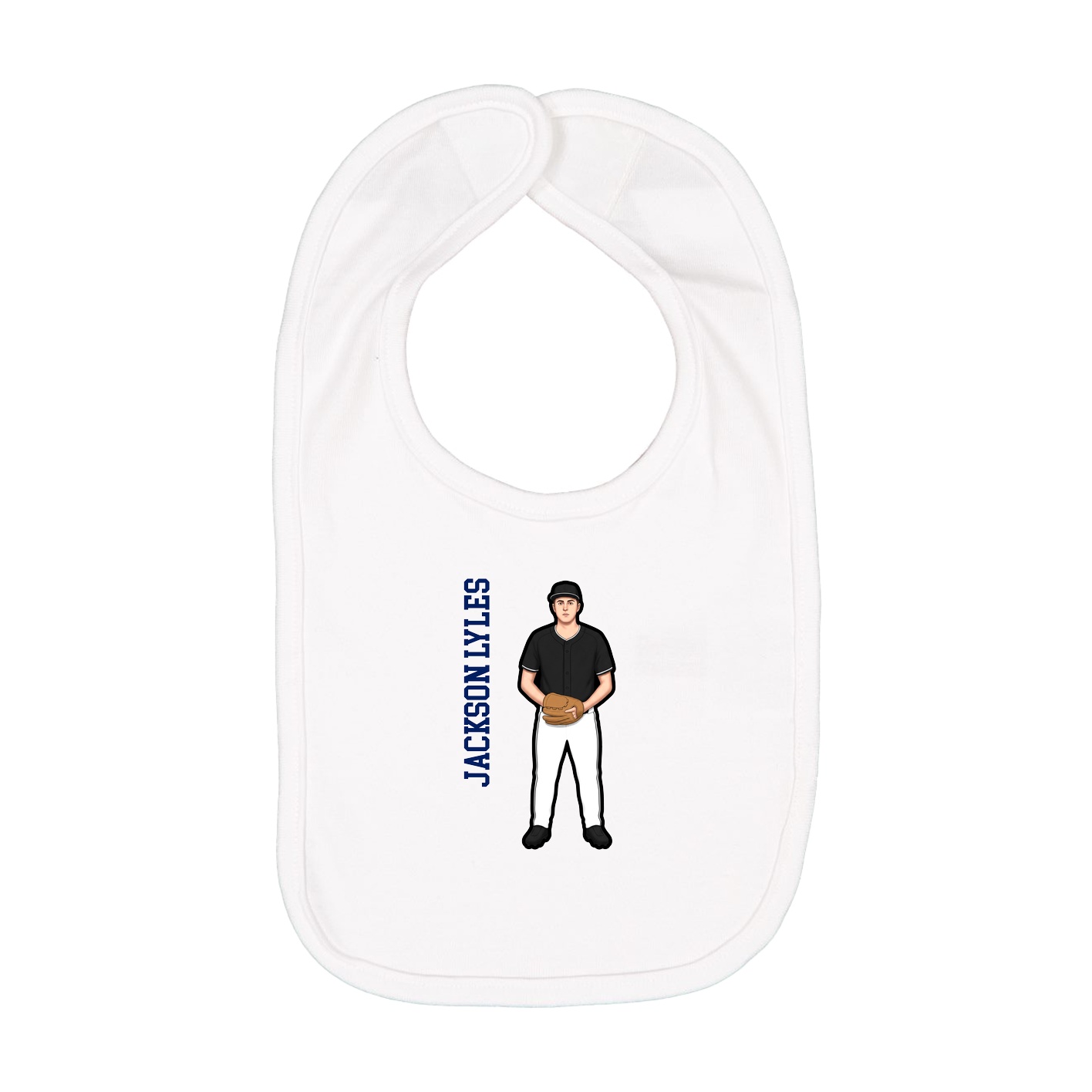 Infant Bib — Name Vertical in White