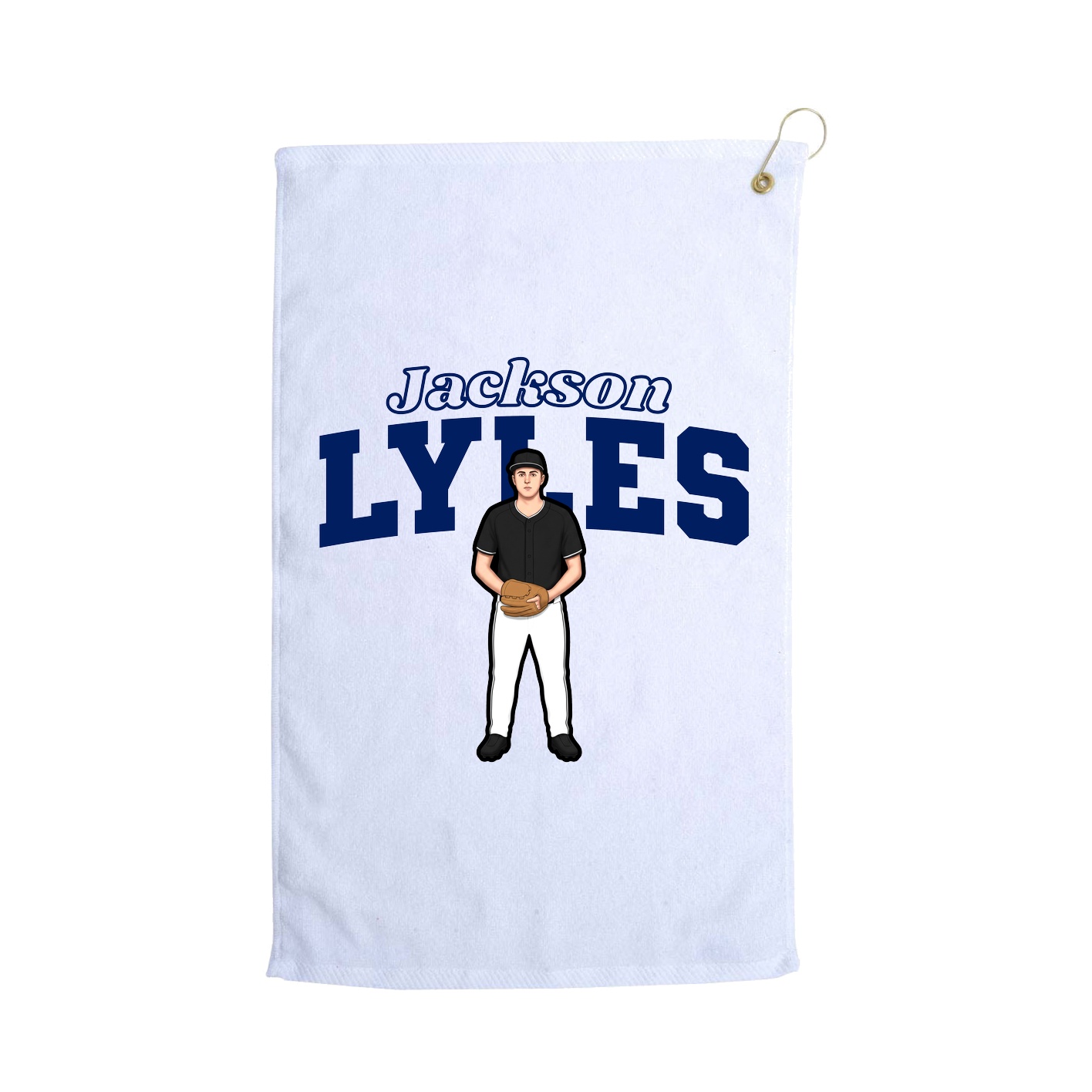 Golf Towel — Name Arch in White