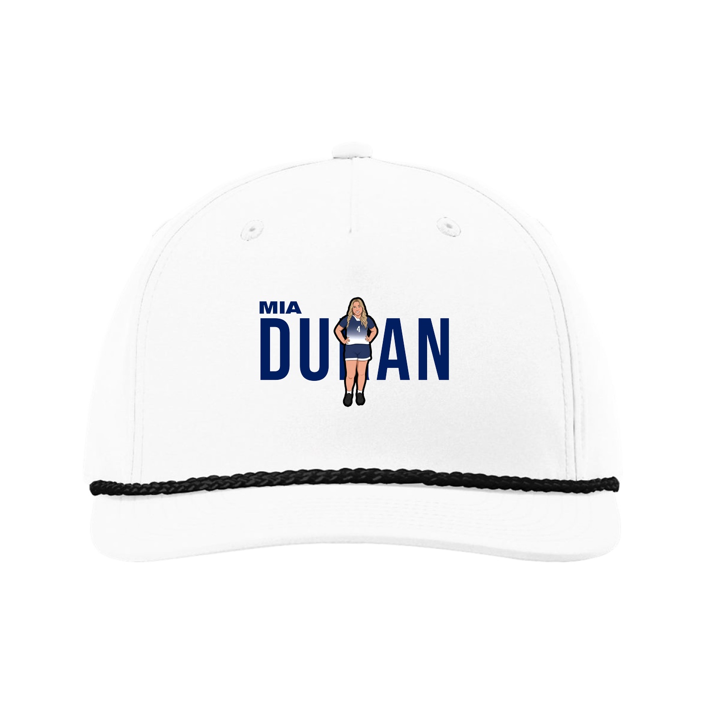 Five-Panel Classic Rope Cap — Player Name in White