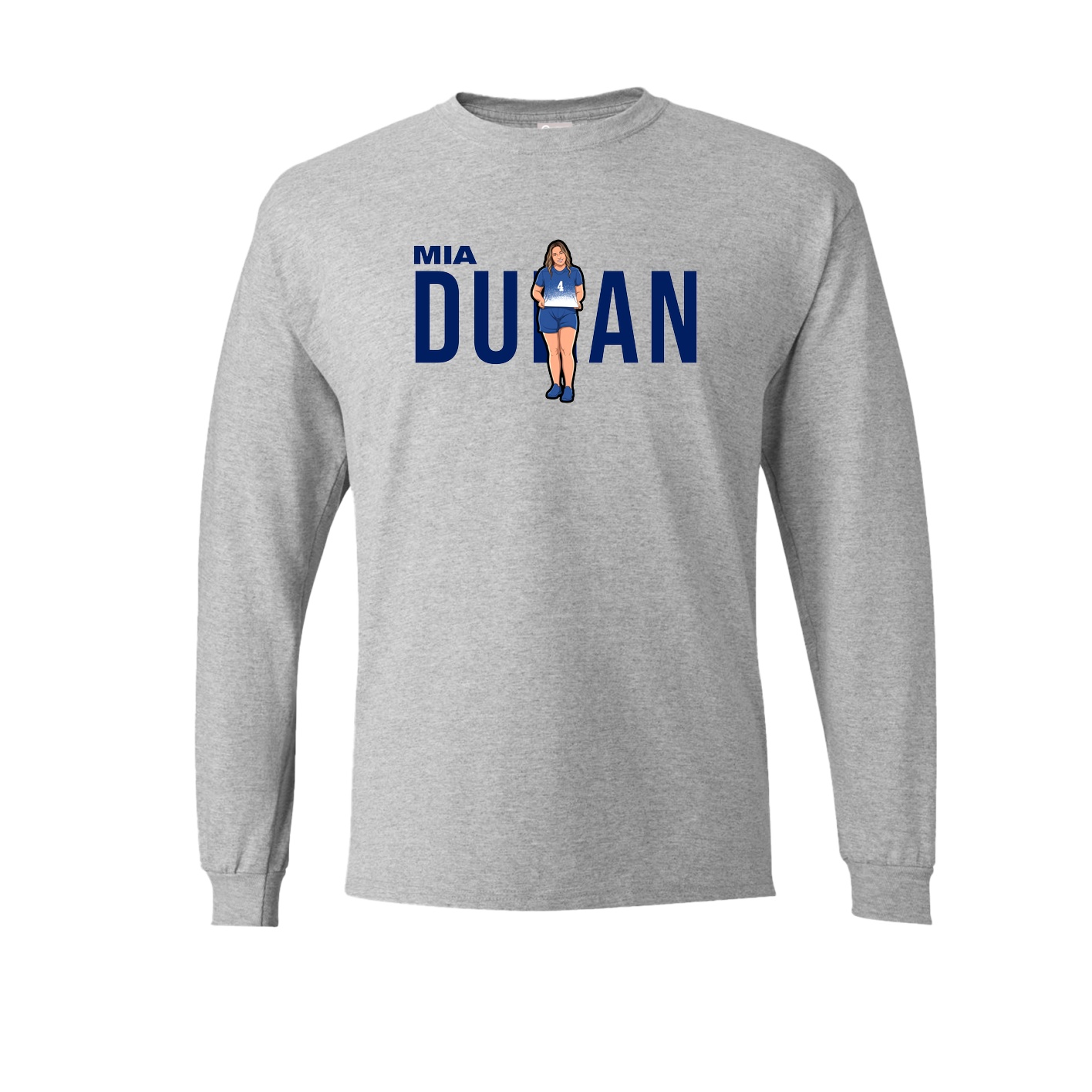 Long Sleeve Tee — Player Name in Grey