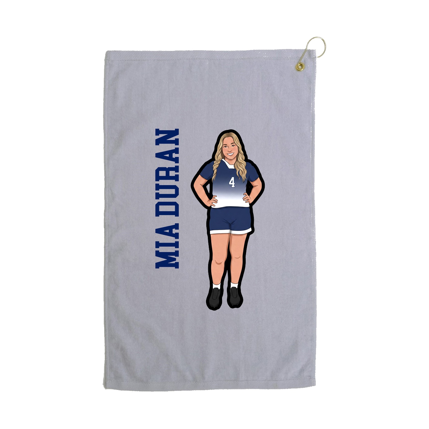 Golf Towel — Name Vertical in Grey
