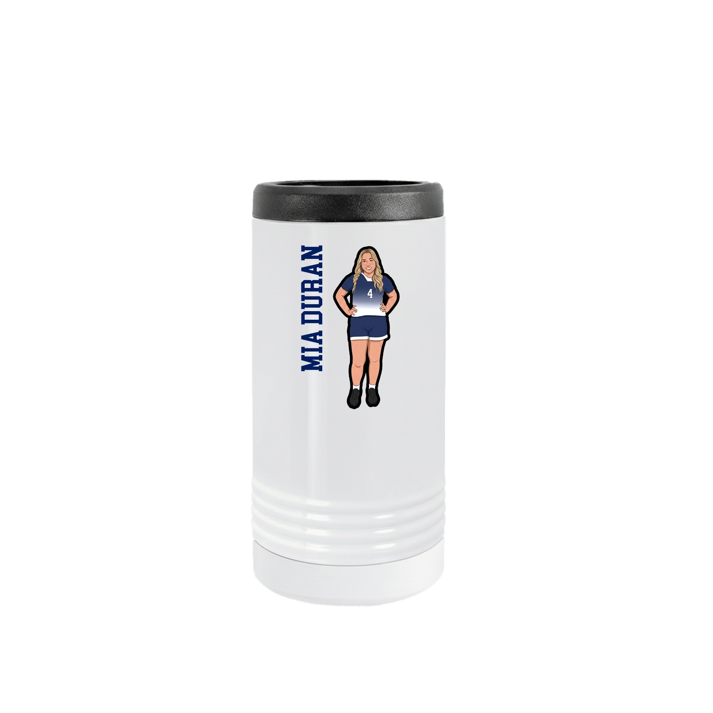 Slim Beverage Holder — Name Vertical in White
