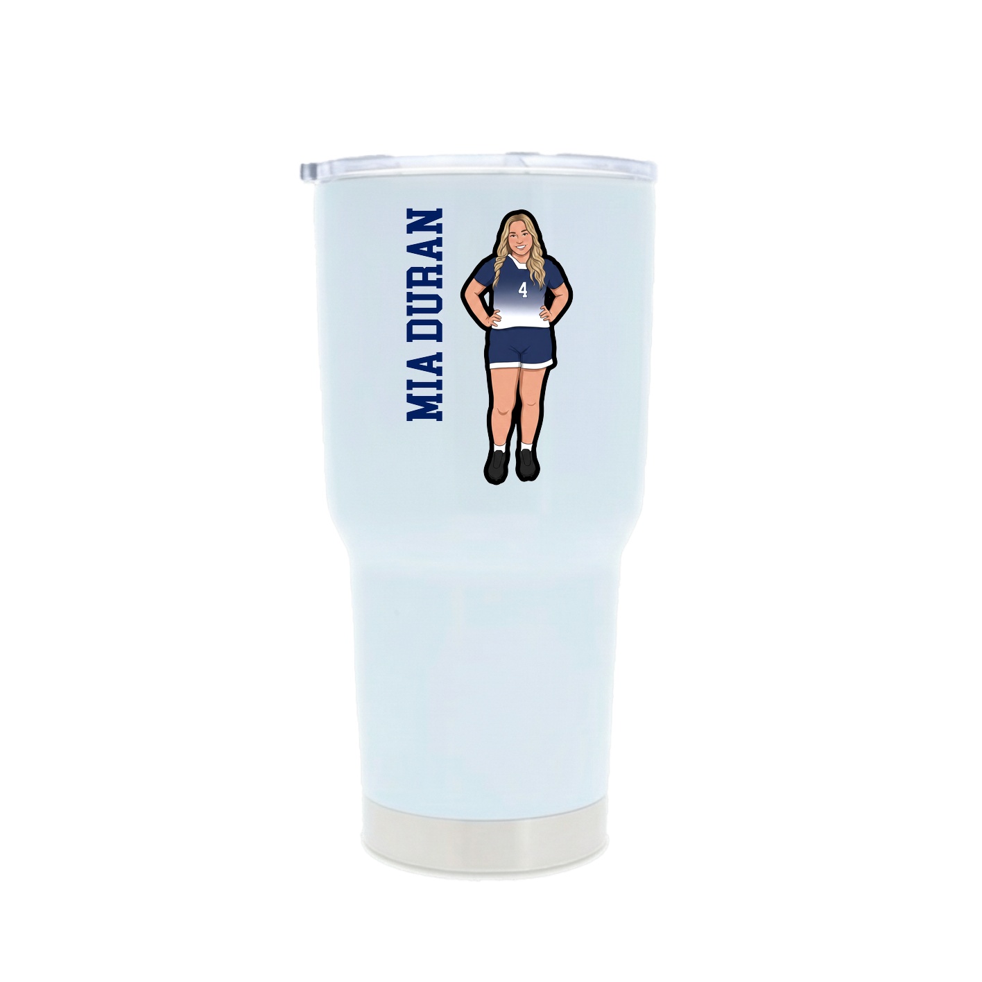 30oz Stainless Steel Tumbler — Name Vertical in White