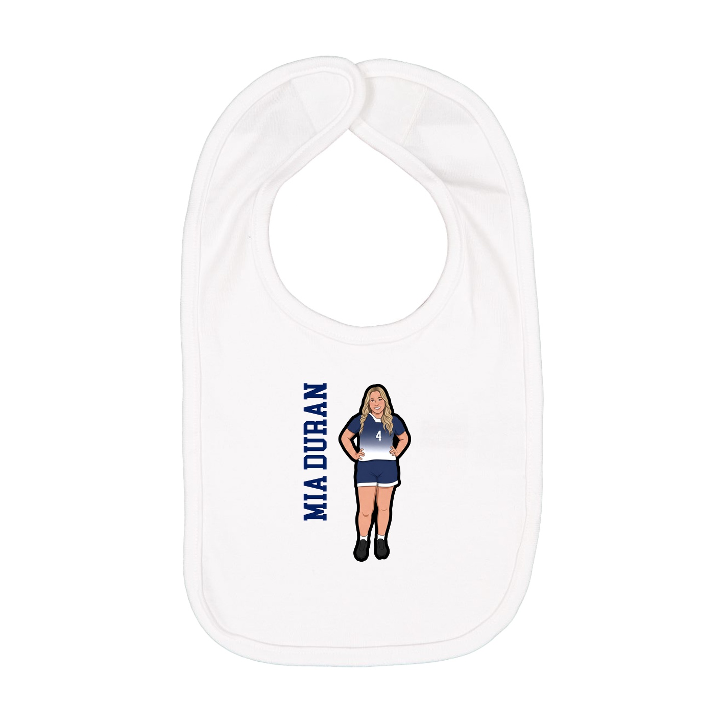 Infant Bib — Name Vertical in White