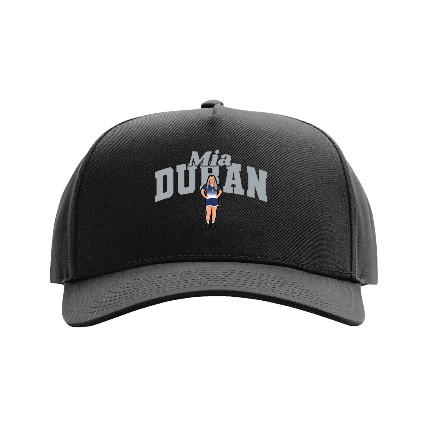 Full Fabric Five-Panel Champ Cap — Signature Arch in Black