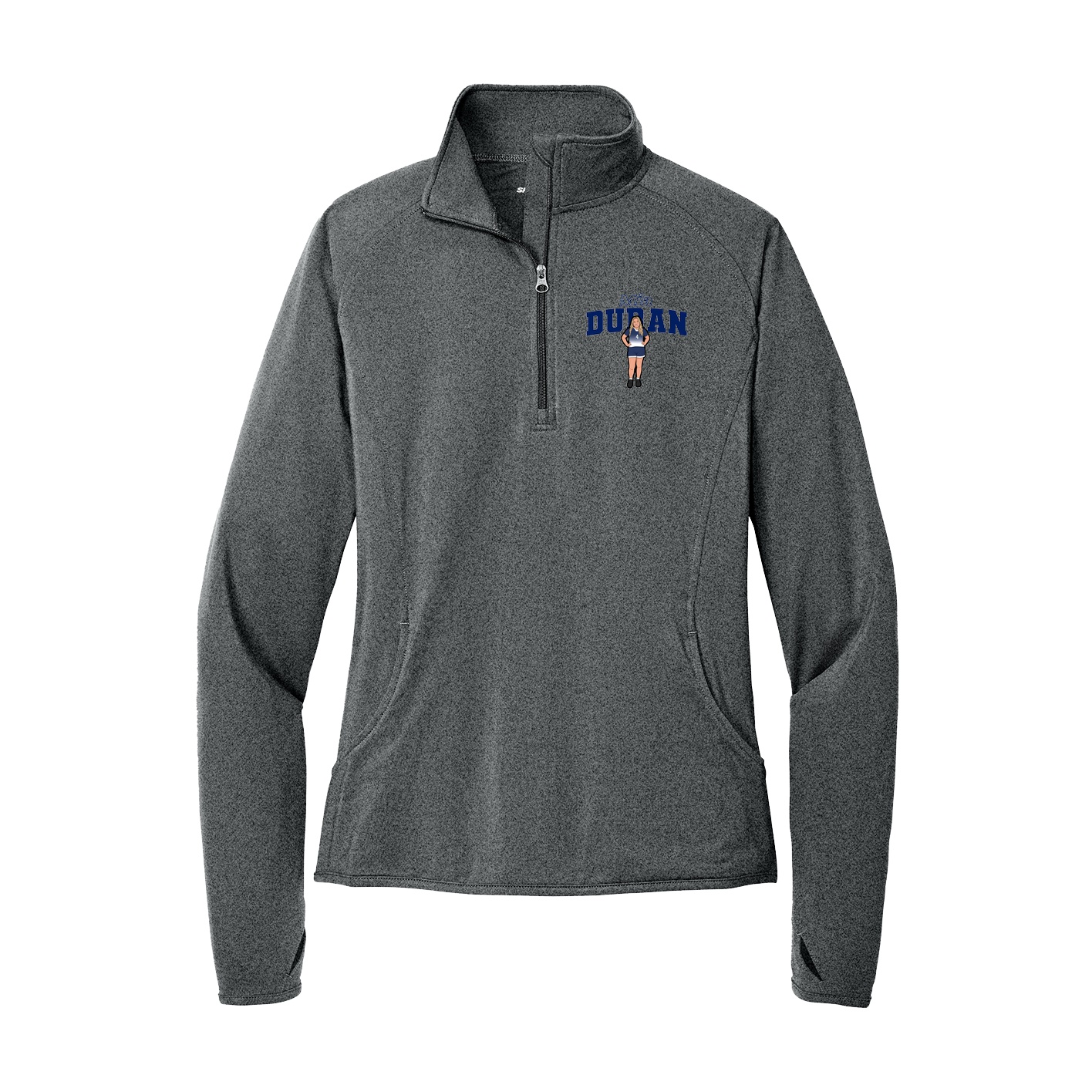 Women's Q-Zip Pullover — Name Arch in Grey