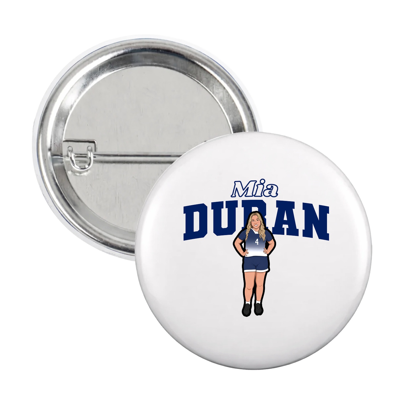Game Day Button — Name Arch in White