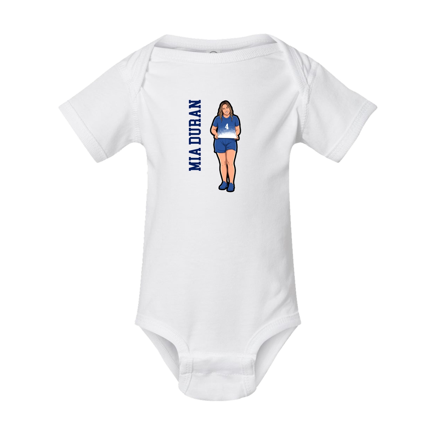 Baby Onesie — Name Vertical in White