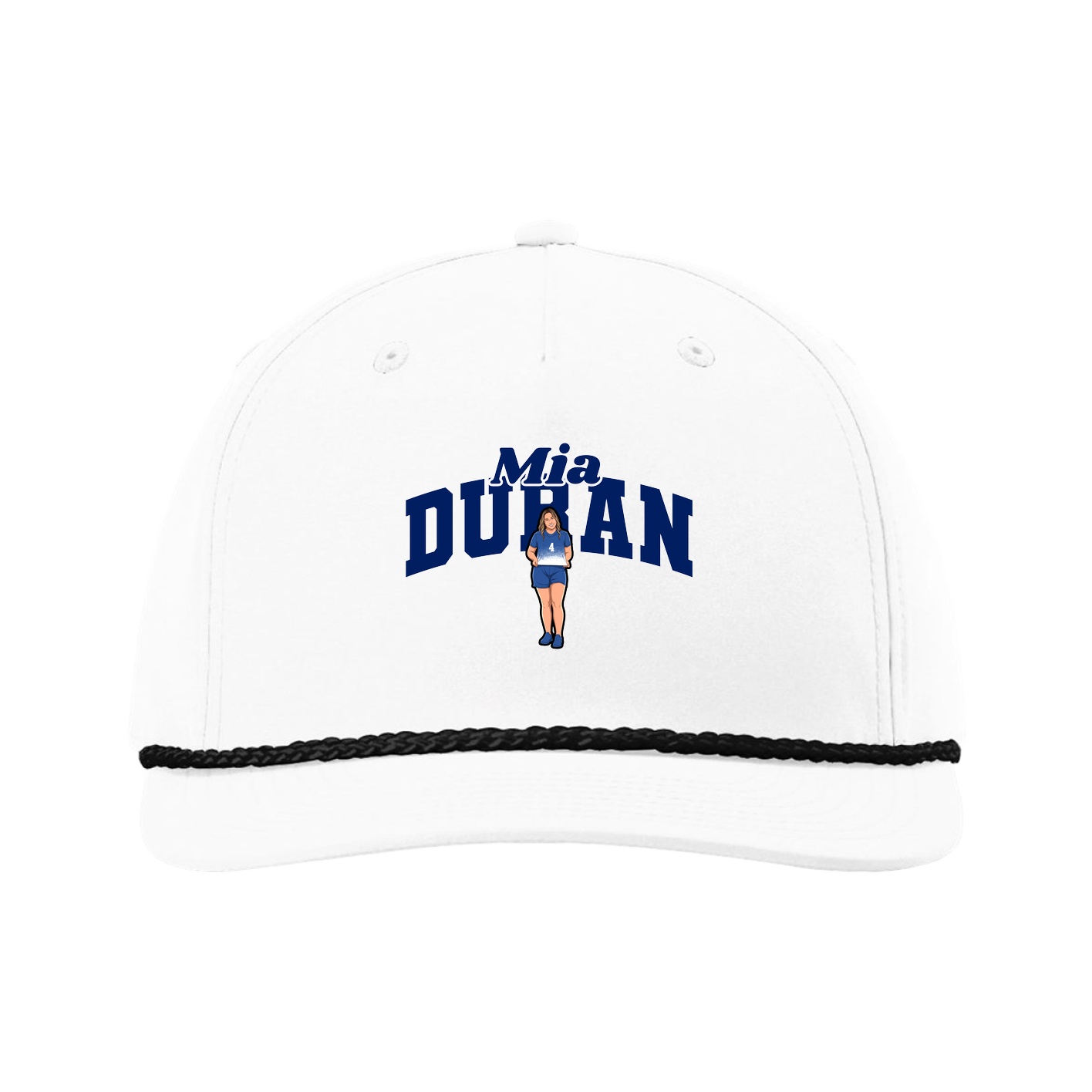 Five-Panel Classic Rope Cap — Signature Arch in White