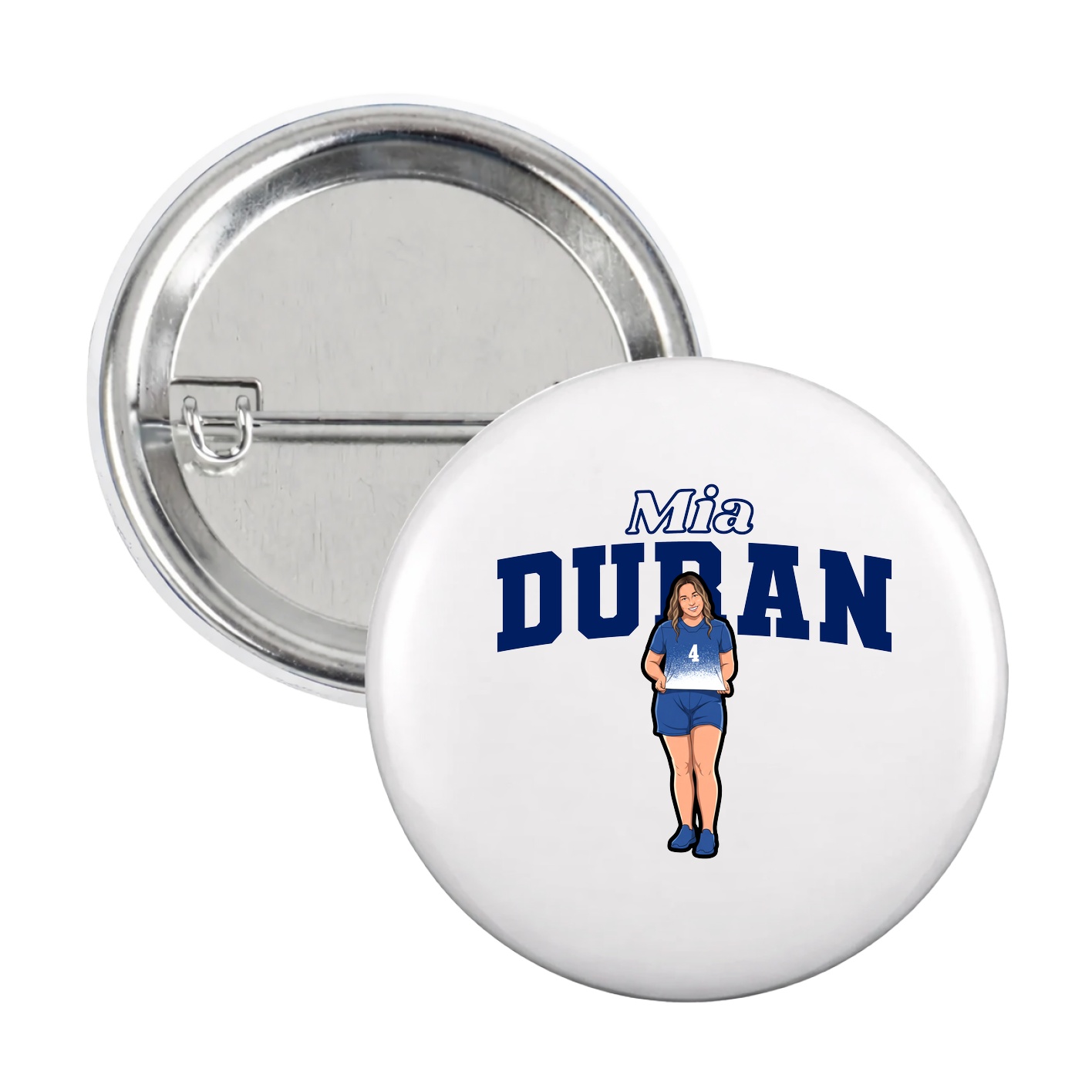 Game Day Button — Name Arch in White