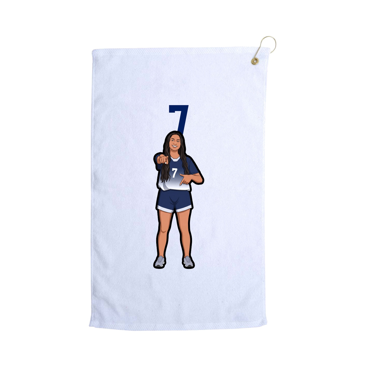 Golf Towel — Number Top in White