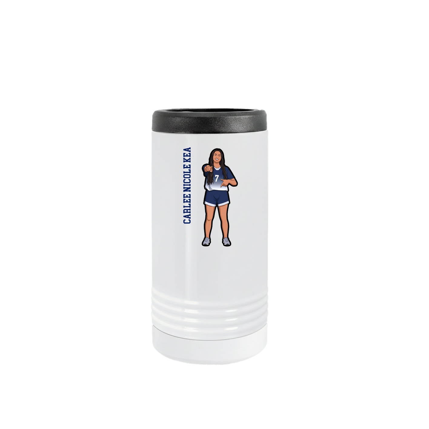 Slim Beverage Holder — Name Vertical in White
