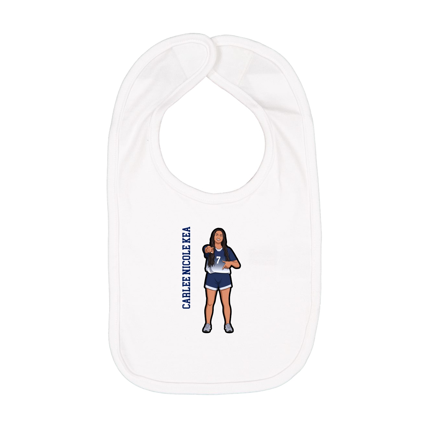 Infant Bib — Name Vertical in White