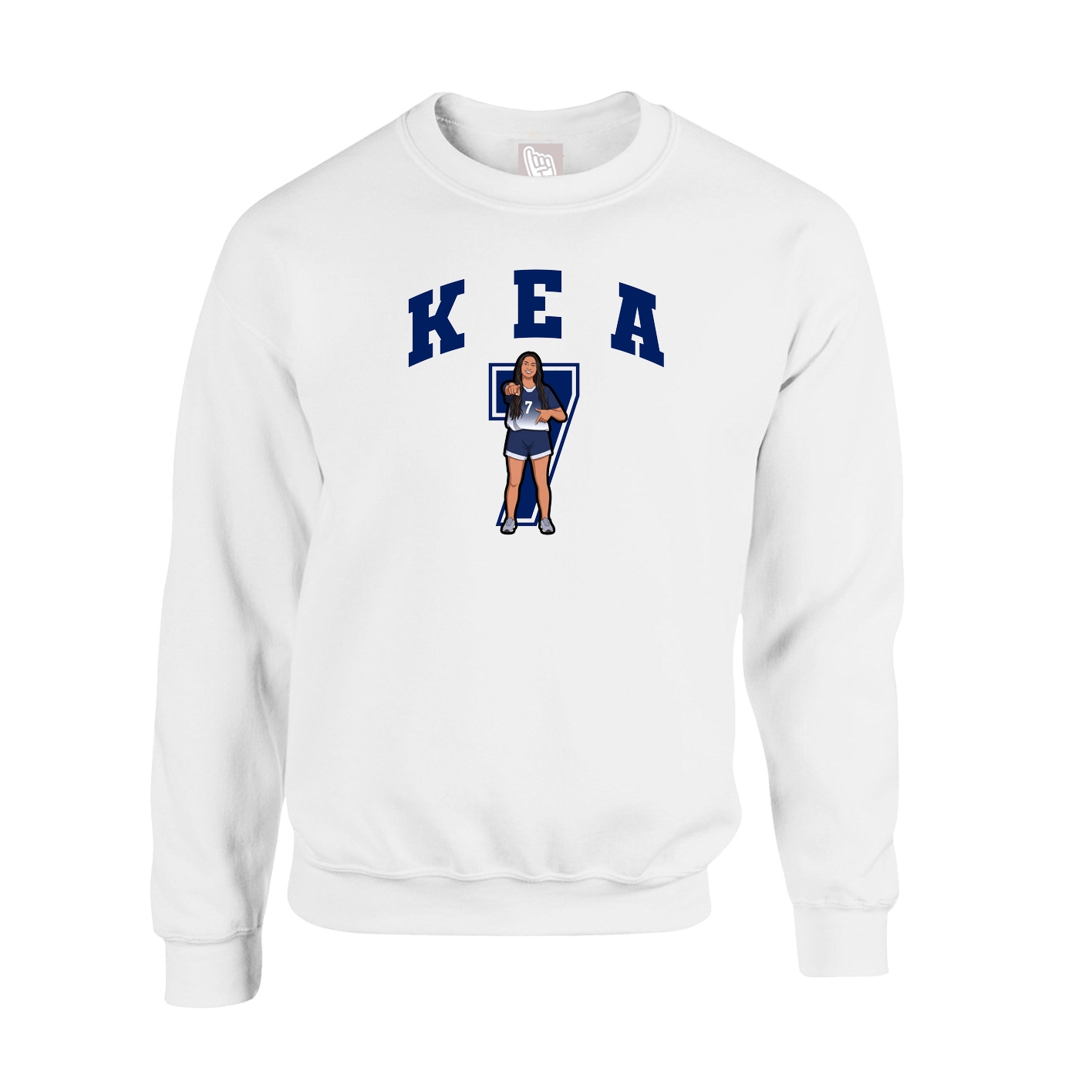 Fleece Crew — Number in White