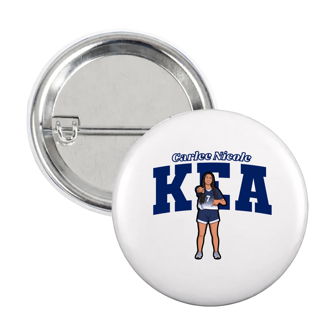 Game Day Button — Name Arch in White