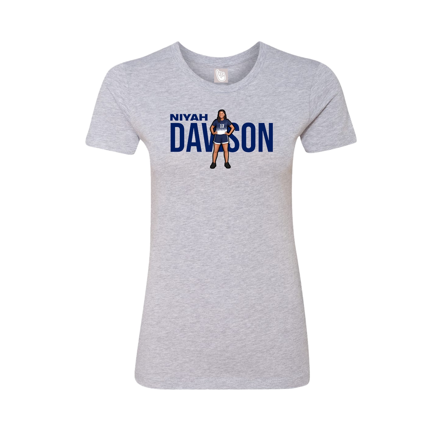 Fitted Women's Tee — Player Name in Grey