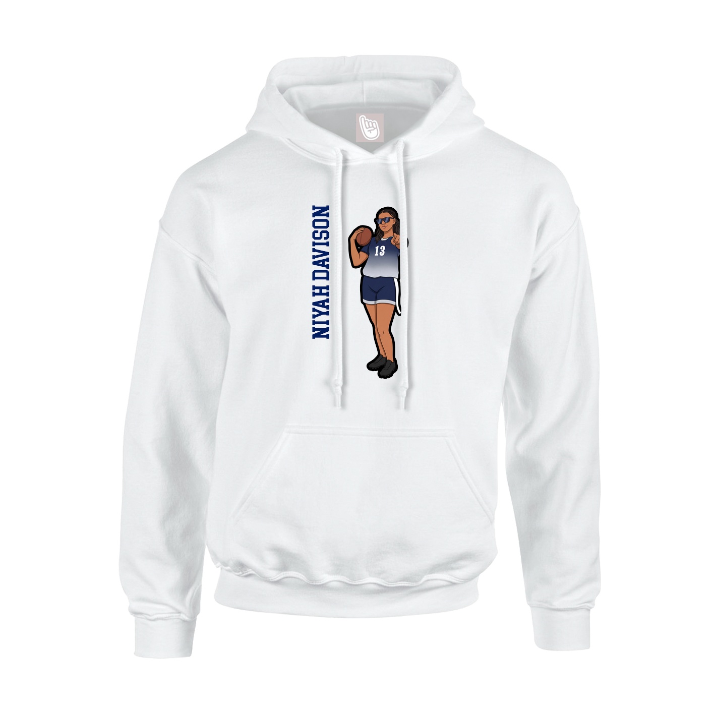 Hoodie — Name Vertical in White