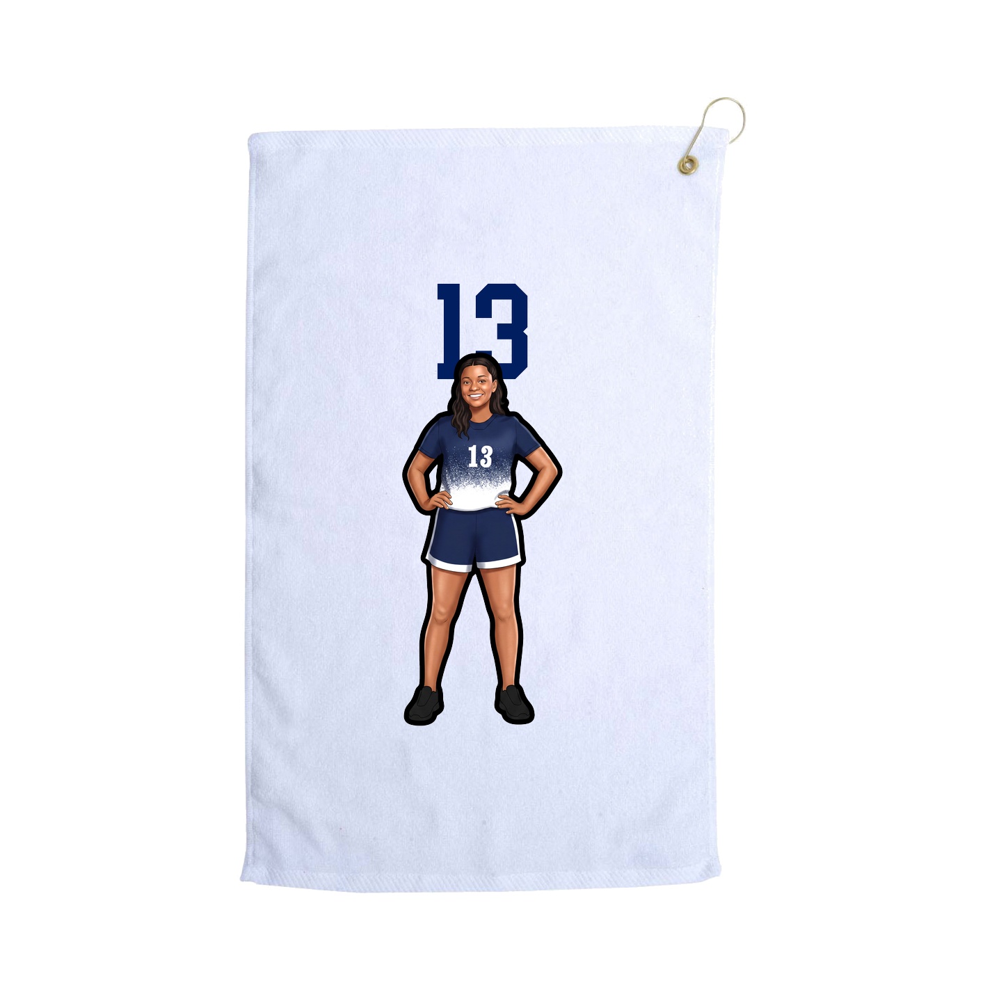 Golf Towel — Number Top in White