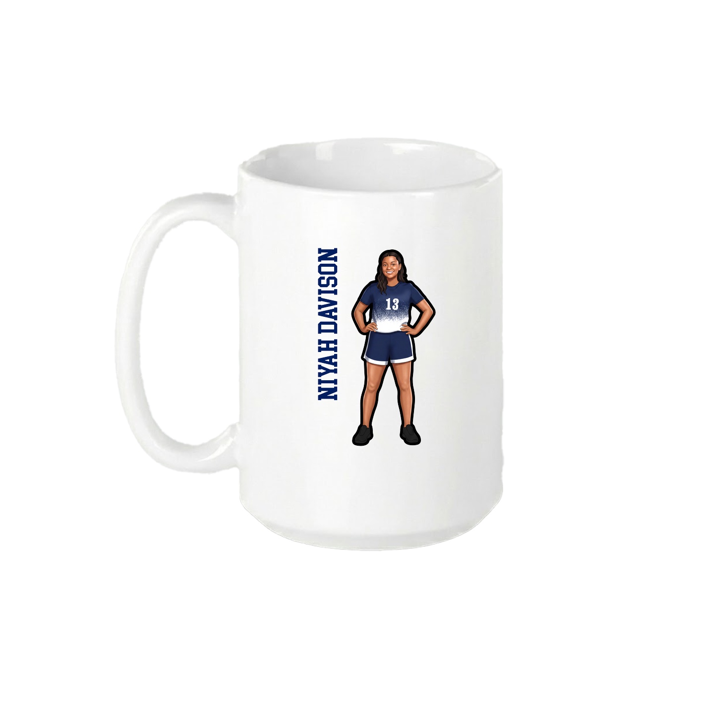 15oz Coffee Mug — Name Vertical in White